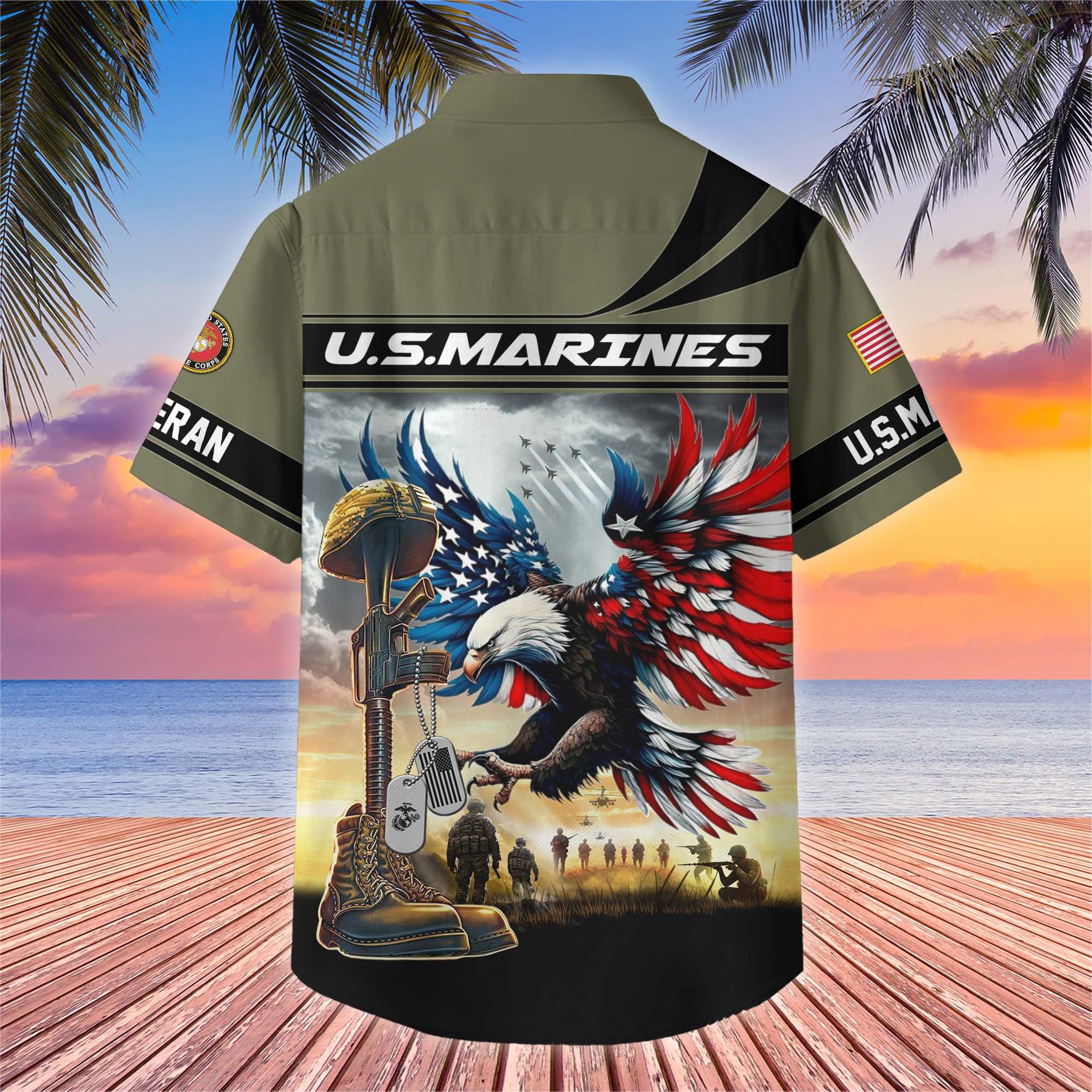 Premium US Veterans Hawaiian Shirt, Gifts For US Veterans, Gifts On Father's Day, Armed Forces Day, Veterans Day.