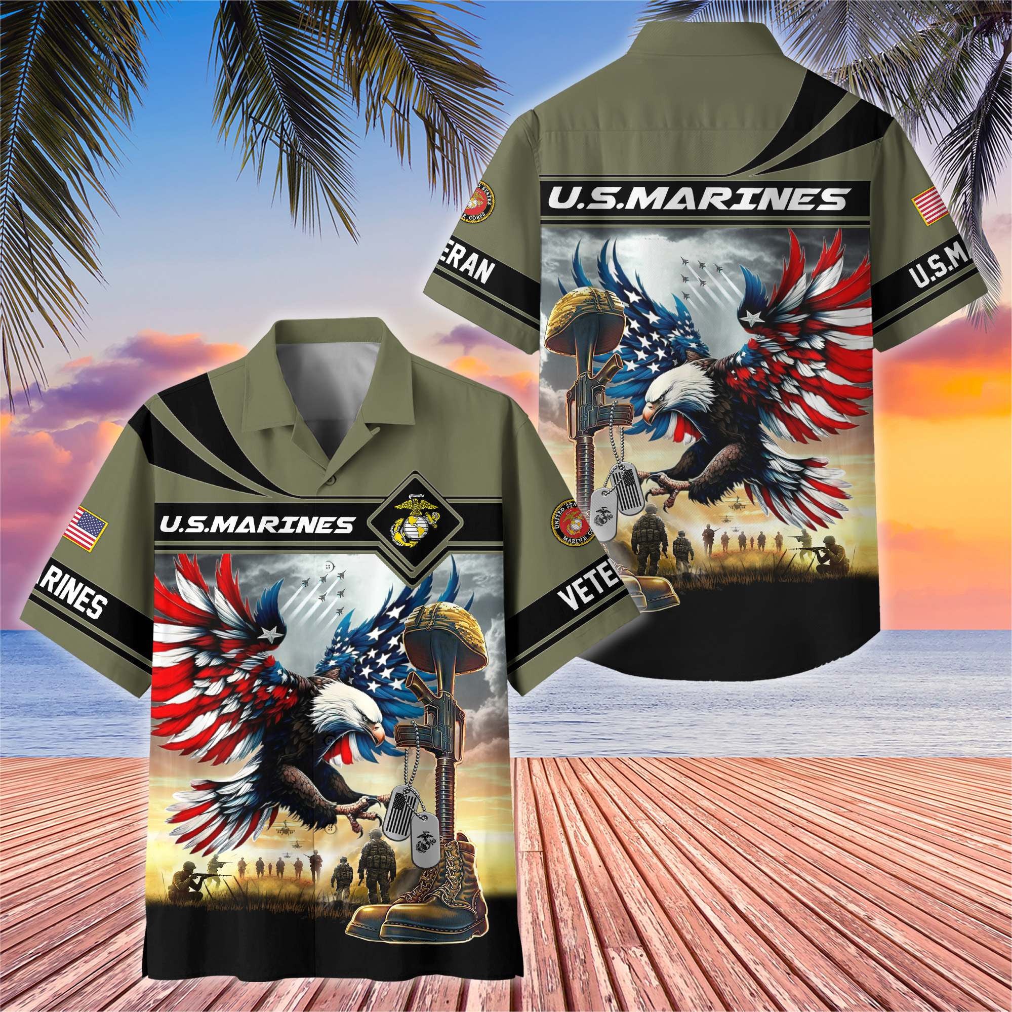Premium US Veterans Hawaiian Shirt, Gifts For US Veterans, Gifts On Father's Day, Armed Forces Day, Veterans Day.