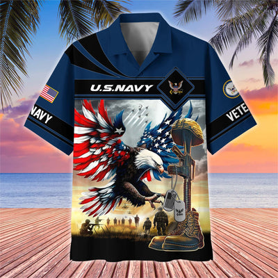 Premium US Veterans Hawaiian Shirt, Gifts For US Veterans, Gifts On Father's Day, Armed Forces Day, Veterans Day.