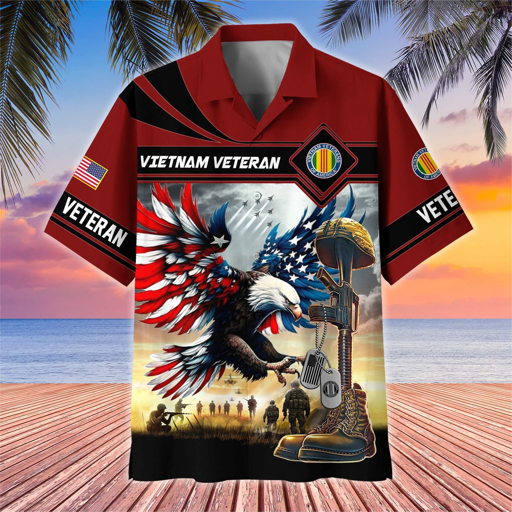 Premium US Veterans Hawaiian Shirt, Gifts For US Veterans, Gifts On Father's Day, Armed Forces Day, Veterans Day.