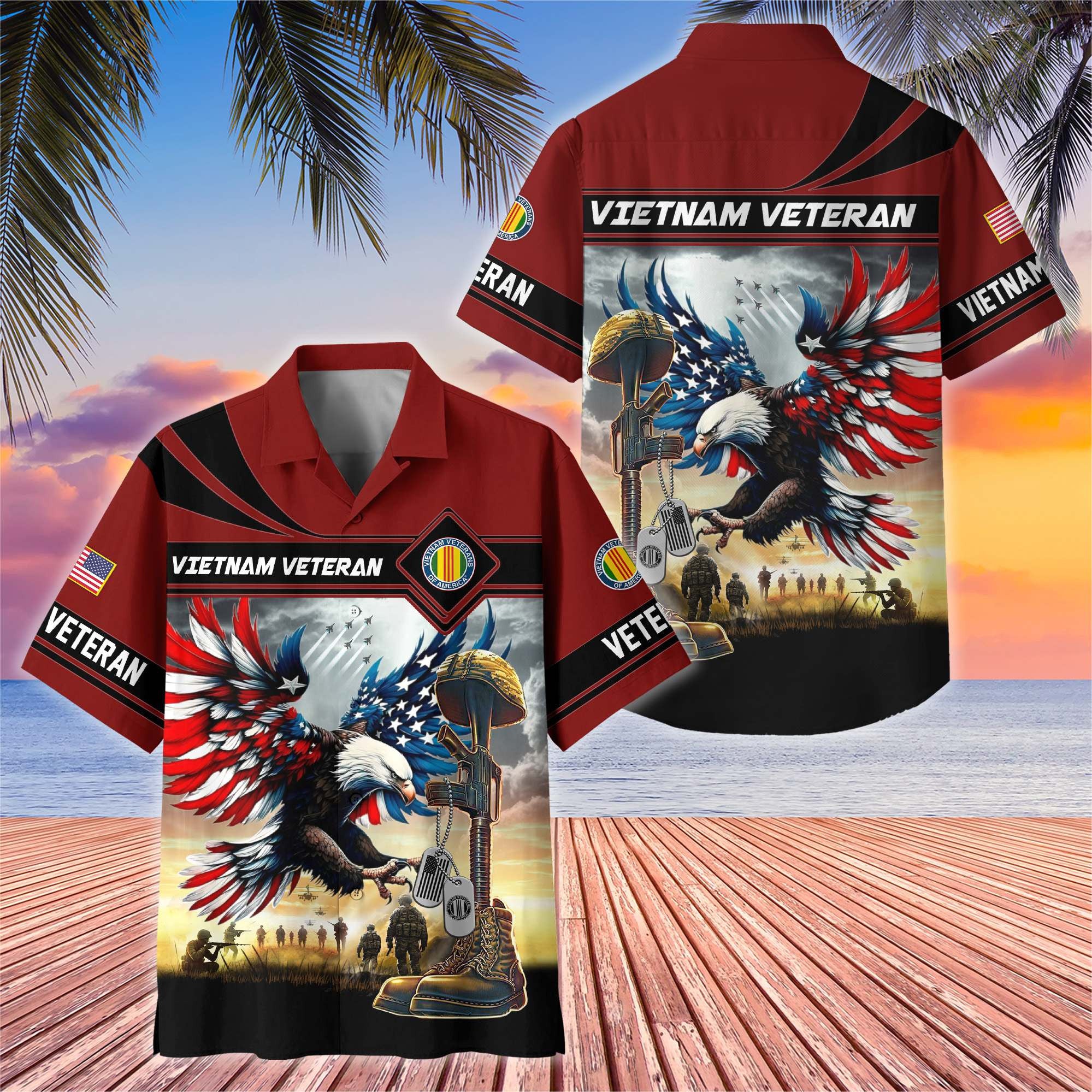 Premium US Veterans Hawaiian Shirt, Gifts For US Veterans, Gifts On Father's Day, Armed Forces Day, Veterans Day.