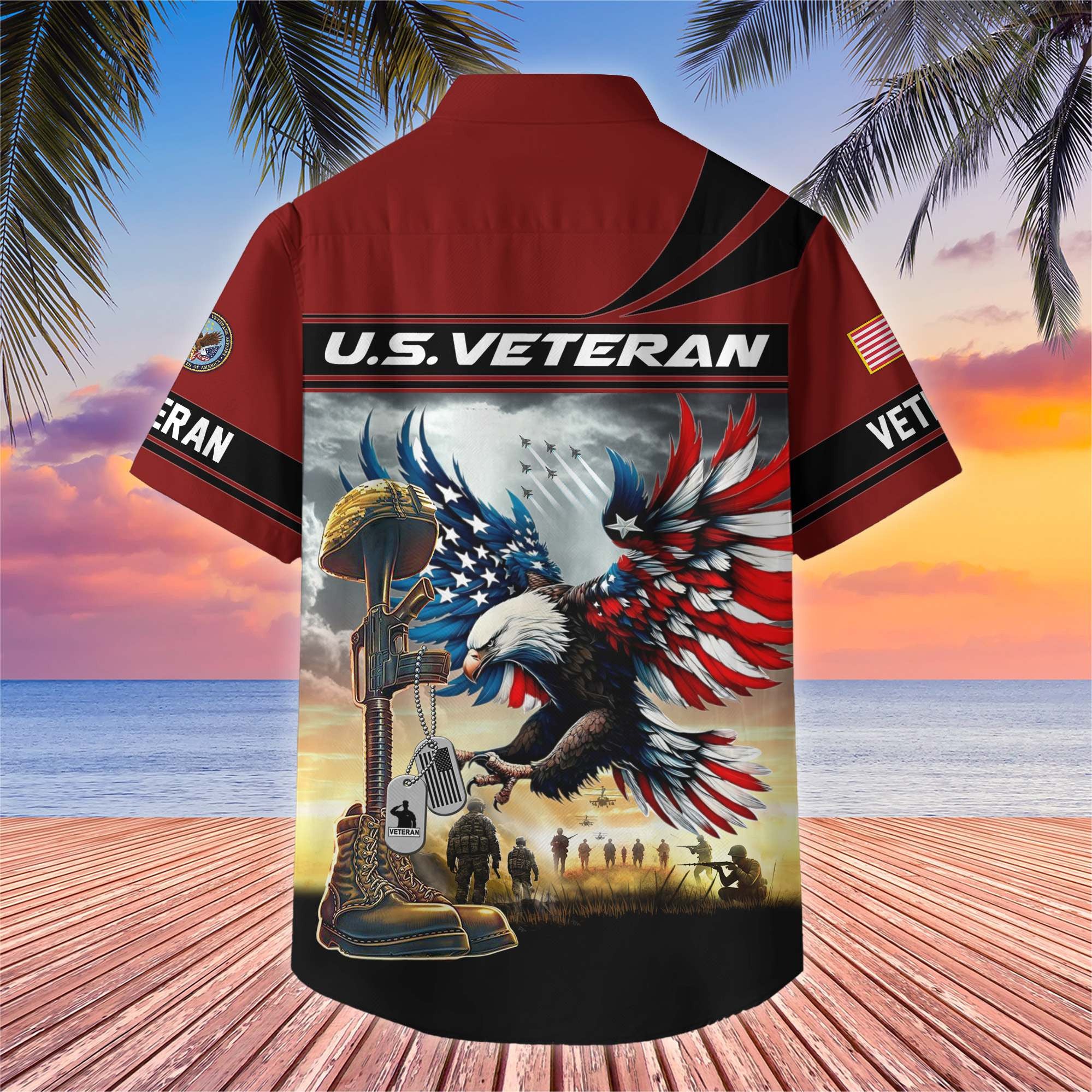 Premium US Veterans Hawaiian Shirt, Gifts For US Veterans, Gifts On Father's Day, Armed Forces Day, Veterans Day.