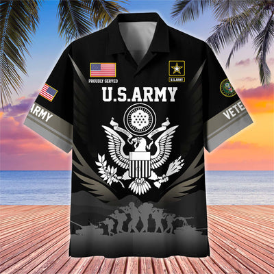 Premium US Veterans Hawaiian Shirt, Gifts For US Veterans, Gifts On Father's Day, Armed Forces Day, Veterans Day.