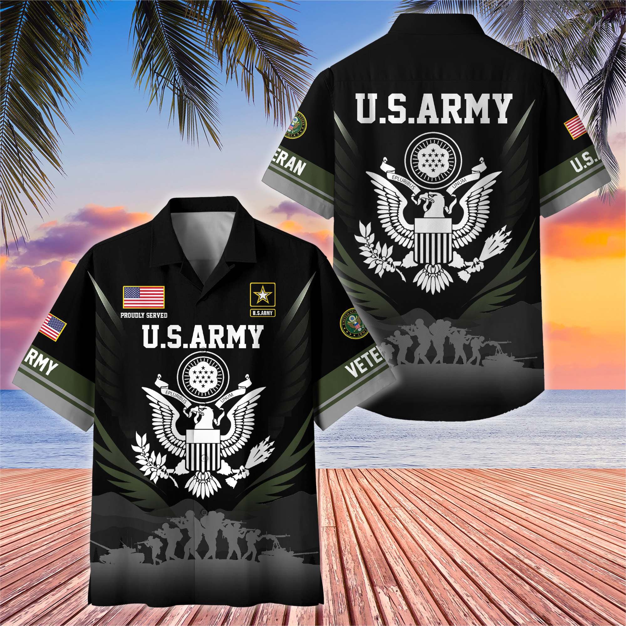 Premium US Veterans Hawaiian Shirt, Gifts For US Veterans, Gifts On Father's Day, Armed Forces Day, Veterans Day.