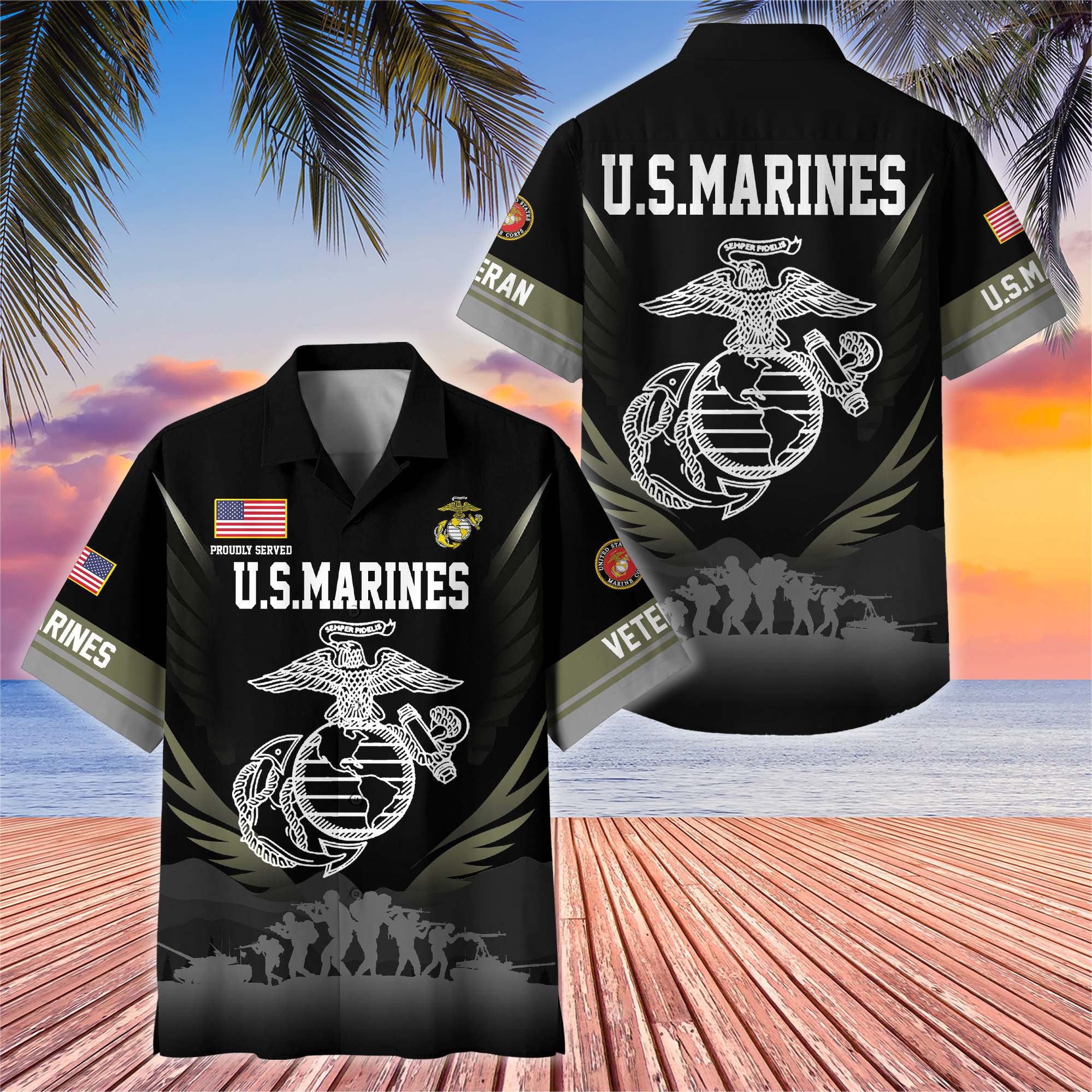 Premium US Veterans Hawaiian Shirt, Gifts For US Veterans, Gifts On Father's Day, Armed Forces Day, Veterans Day.