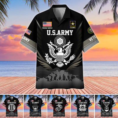 Premium US Veterans Hawaiian Shirt, Gifts For US Veterans, Gifts On Father's Day, Armed Forces Day, Veterans Day.
