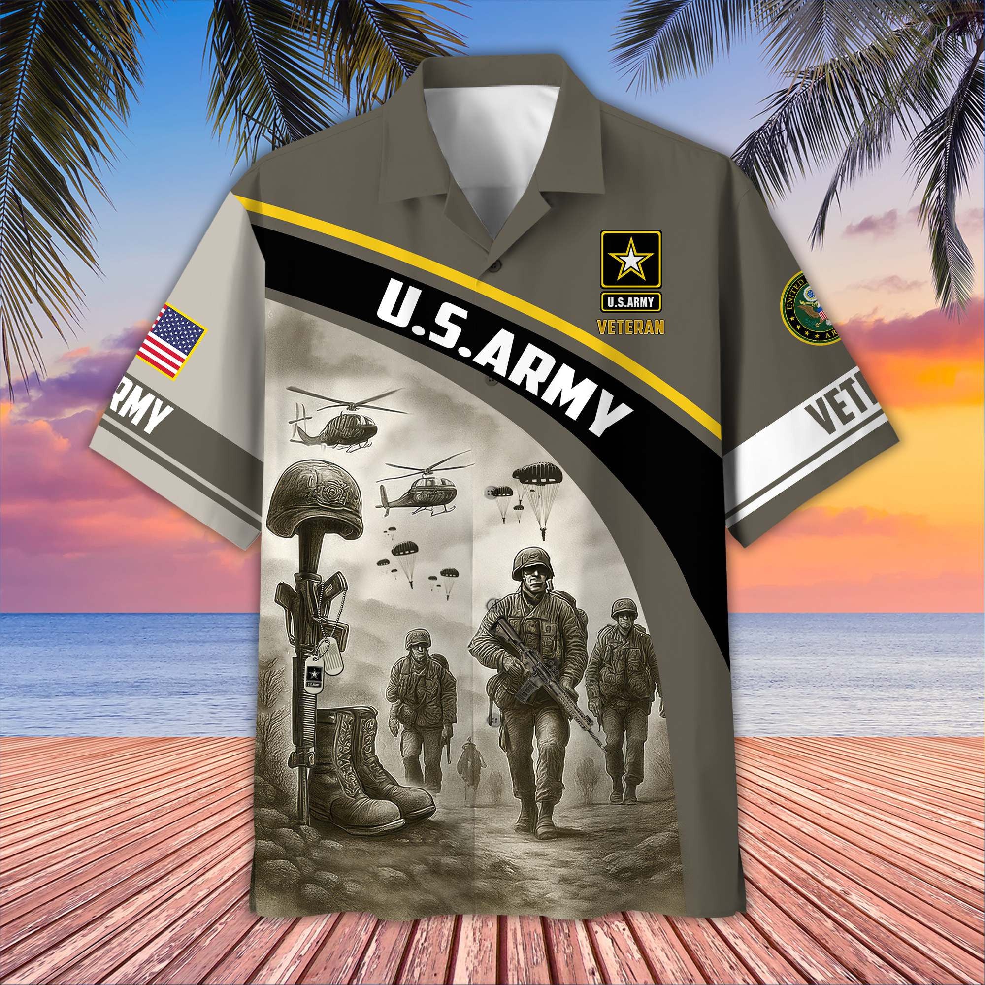 Premium US Veterans Hawaiian Shirt, Gifts For US Veterans, Gifts On Father's Day, Armed Forces Day, Veterans Day.
