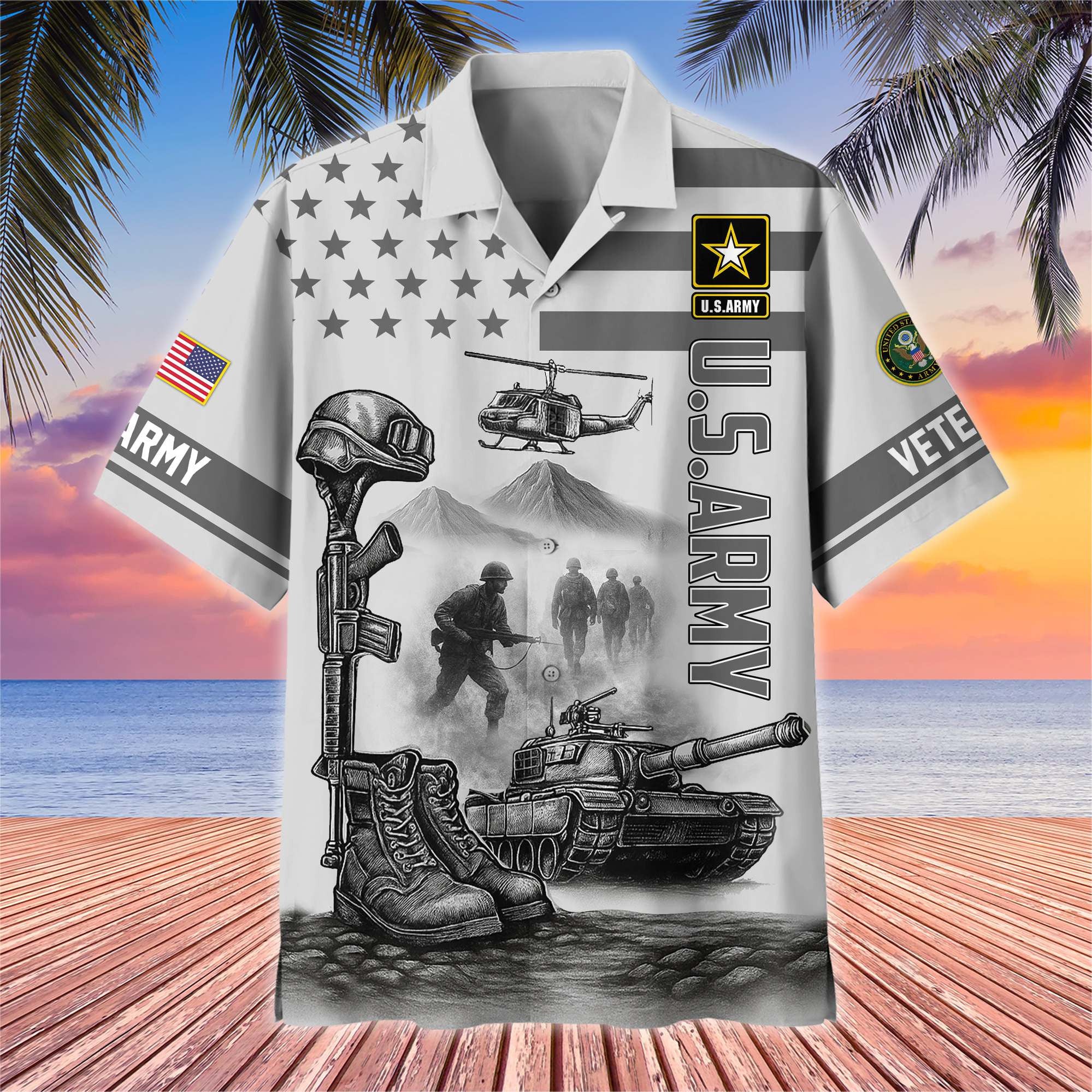 Premium US Veterans Hawaiian Shirt, Gifts For US Veterans, Gifts On Father's Day, Armed Forces Day, Veterans Day.