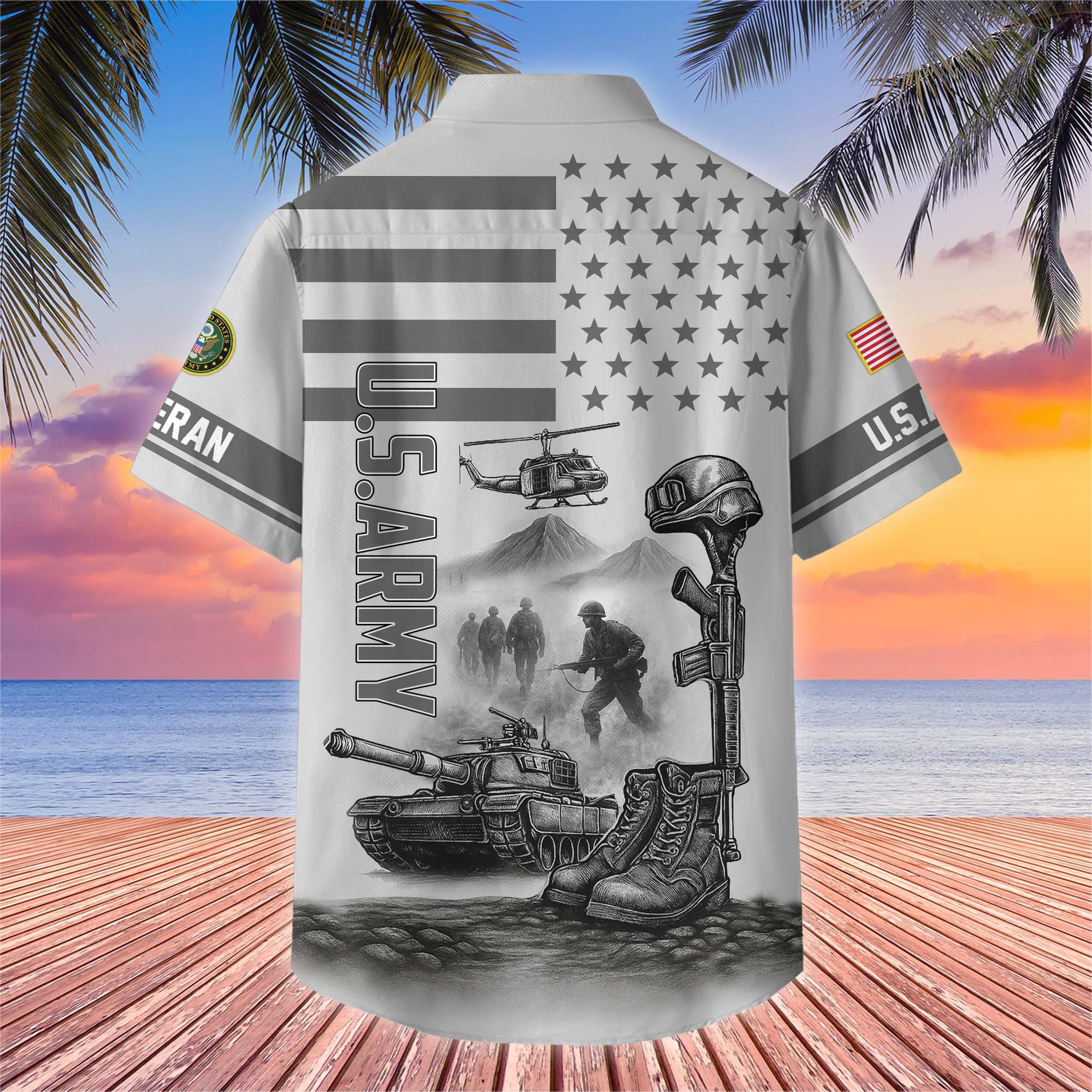 Premium US Veterans Hawaiian Shirt, Gifts For US Veterans, Gifts On Father's Day, Armed Forces Day, Veterans Day.