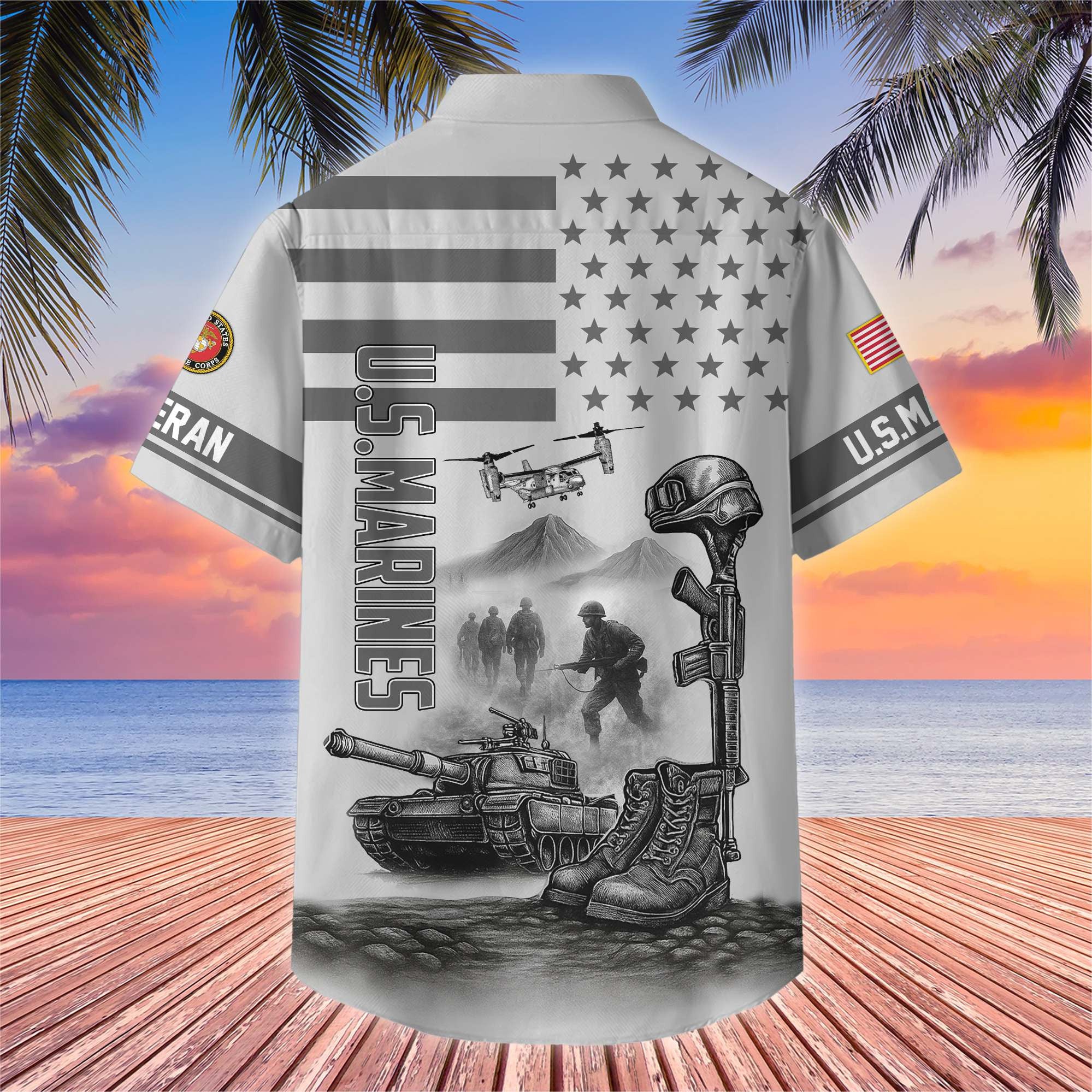 Premium US Veterans Hawaiian Shirt, Gifts For US Veterans, Gifts On Father's Day, Armed Forces Day, Veterans Day.