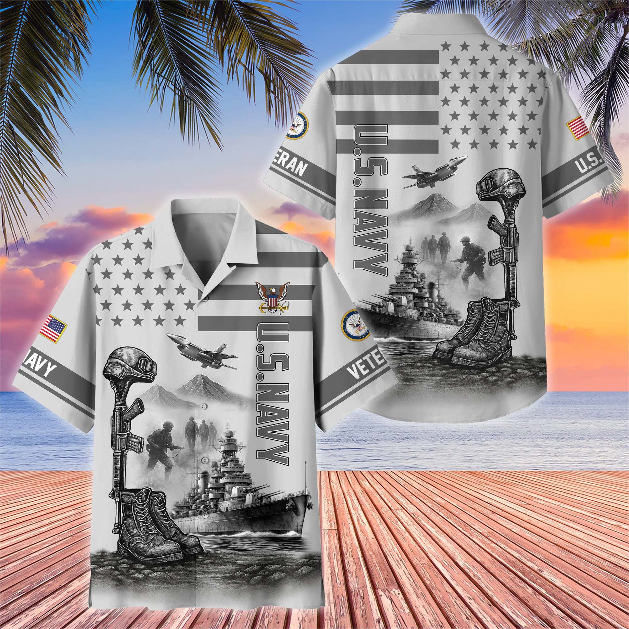 Premium US Veterans Hawaiian Shirt, Gifts For US Veterans, Gifts On Father's Day, Armed Forces Day, Veterans Day.