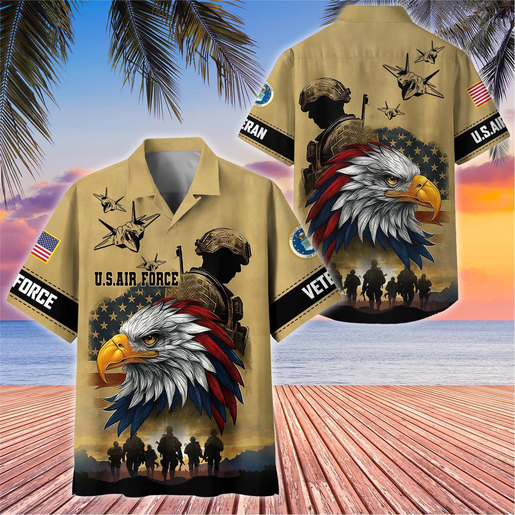 Premium US Veterans Hawaiian Shirt, Gifts For US Veterans, Gifts On Father's Day, Armed Forces Day, Veterans Day.
