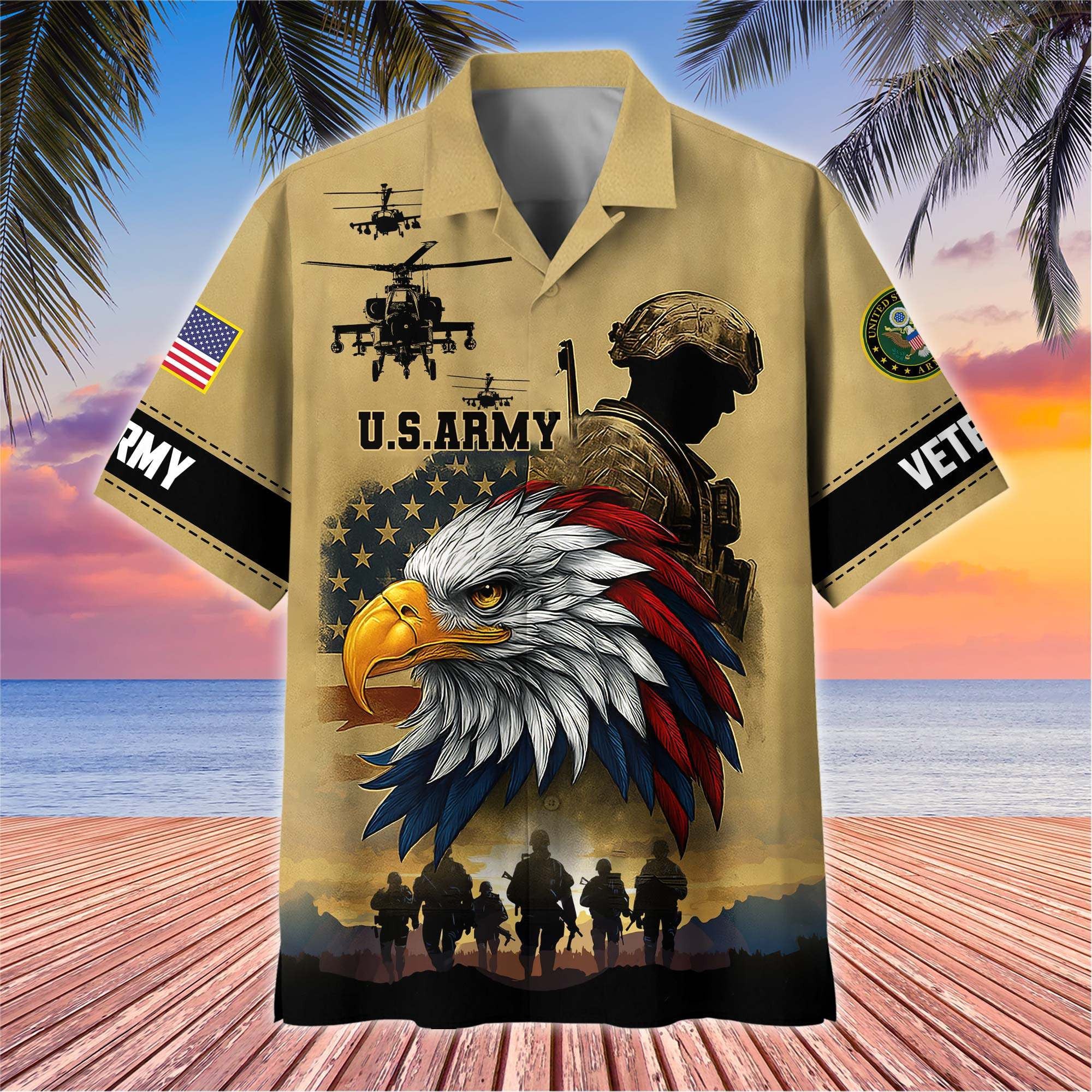 Premium US Veterans Hawaiian Shirt, Gifts For US Veterans, Gifts On Father's Day, Armed Forces Day, Veterans Day.