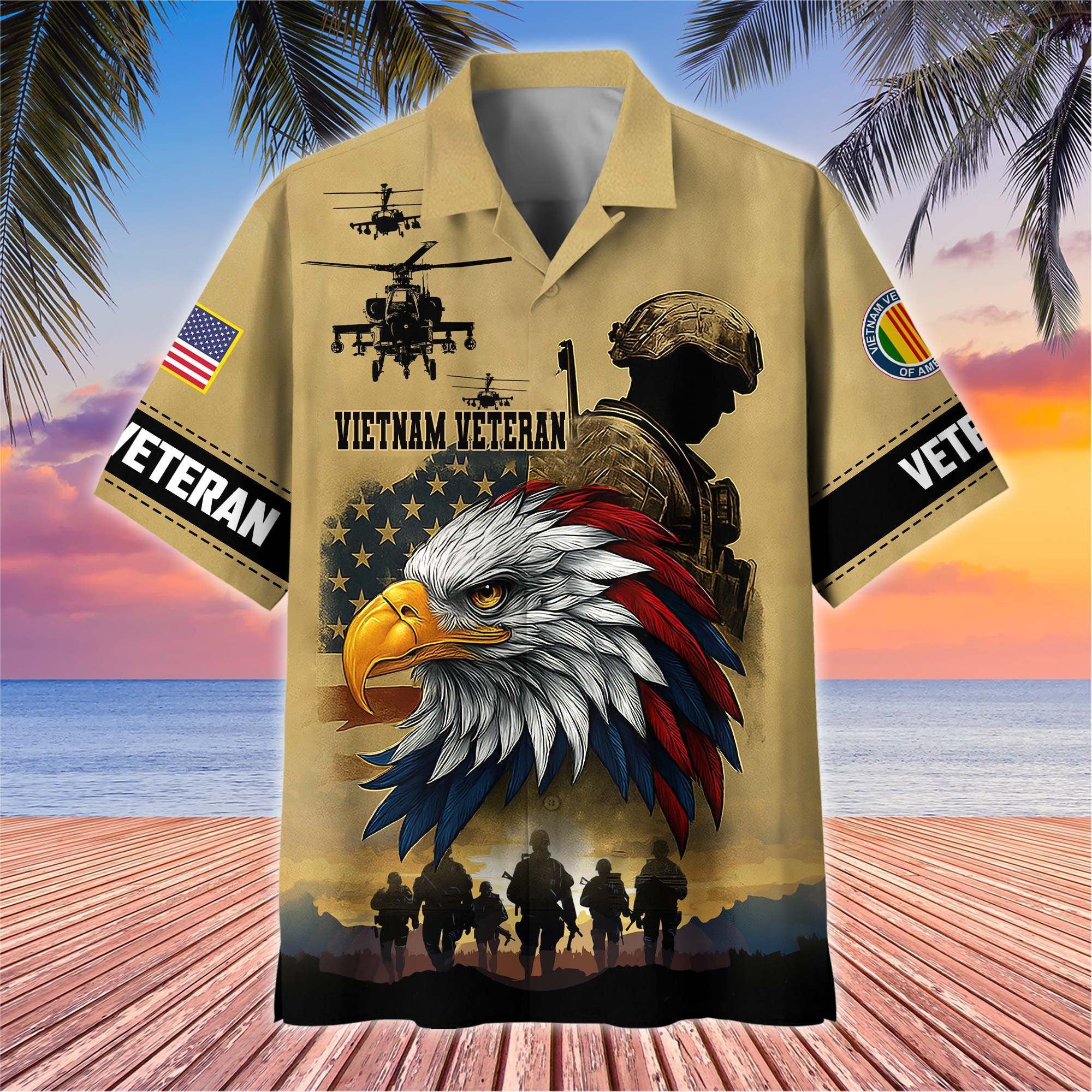 Premium US Veterans Hawaiian Shirt, Gifts For US Veterans, Gifts On Father's Day, Armed Forces Day, Veterans Day.