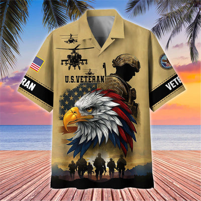 Premium US Veterans Hawaiian Shirt, Gifts For US Veterans, Gifts On Father's Day, Armed Forces Day, Veterans Day.