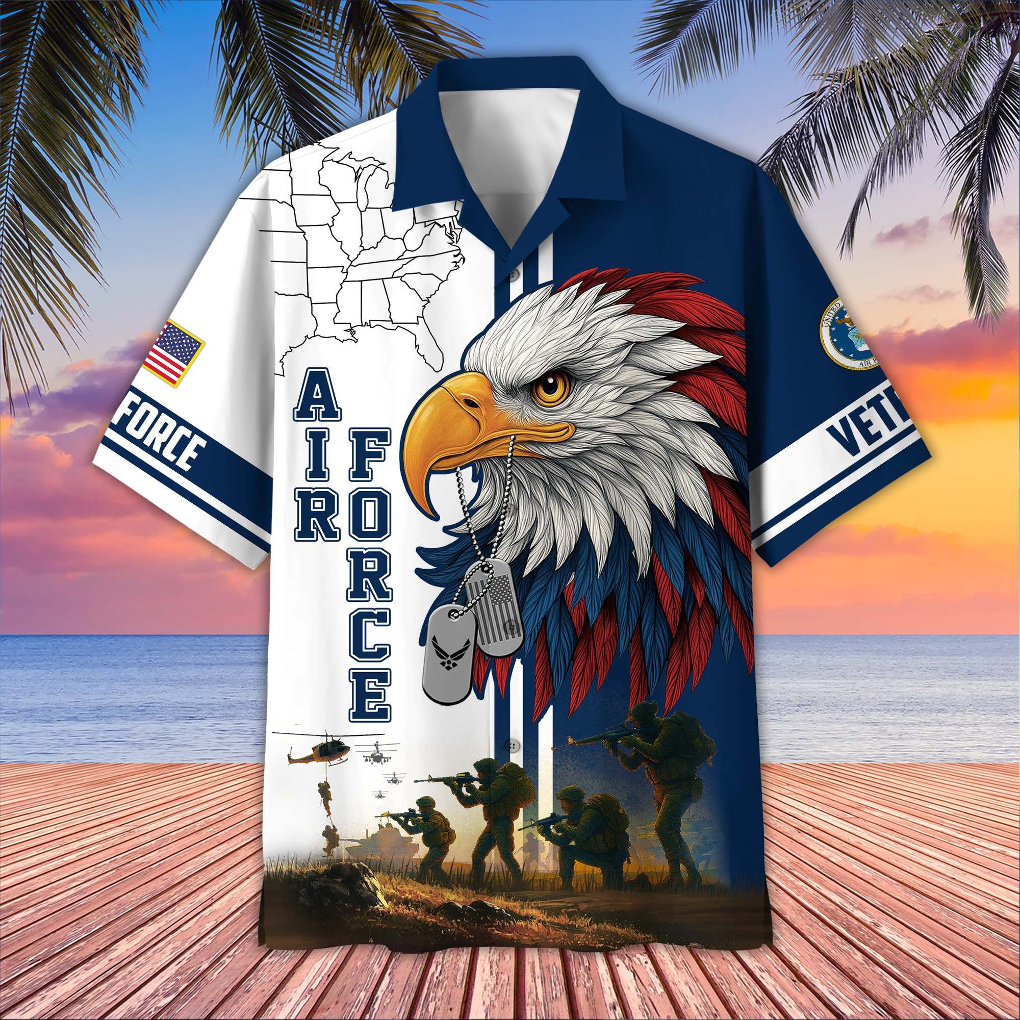 Premium US Veterans Hawaiian Shirt, Gifts For US Veterans, Gifts On Father's Day, Armed Forces Day, Veterans Day.