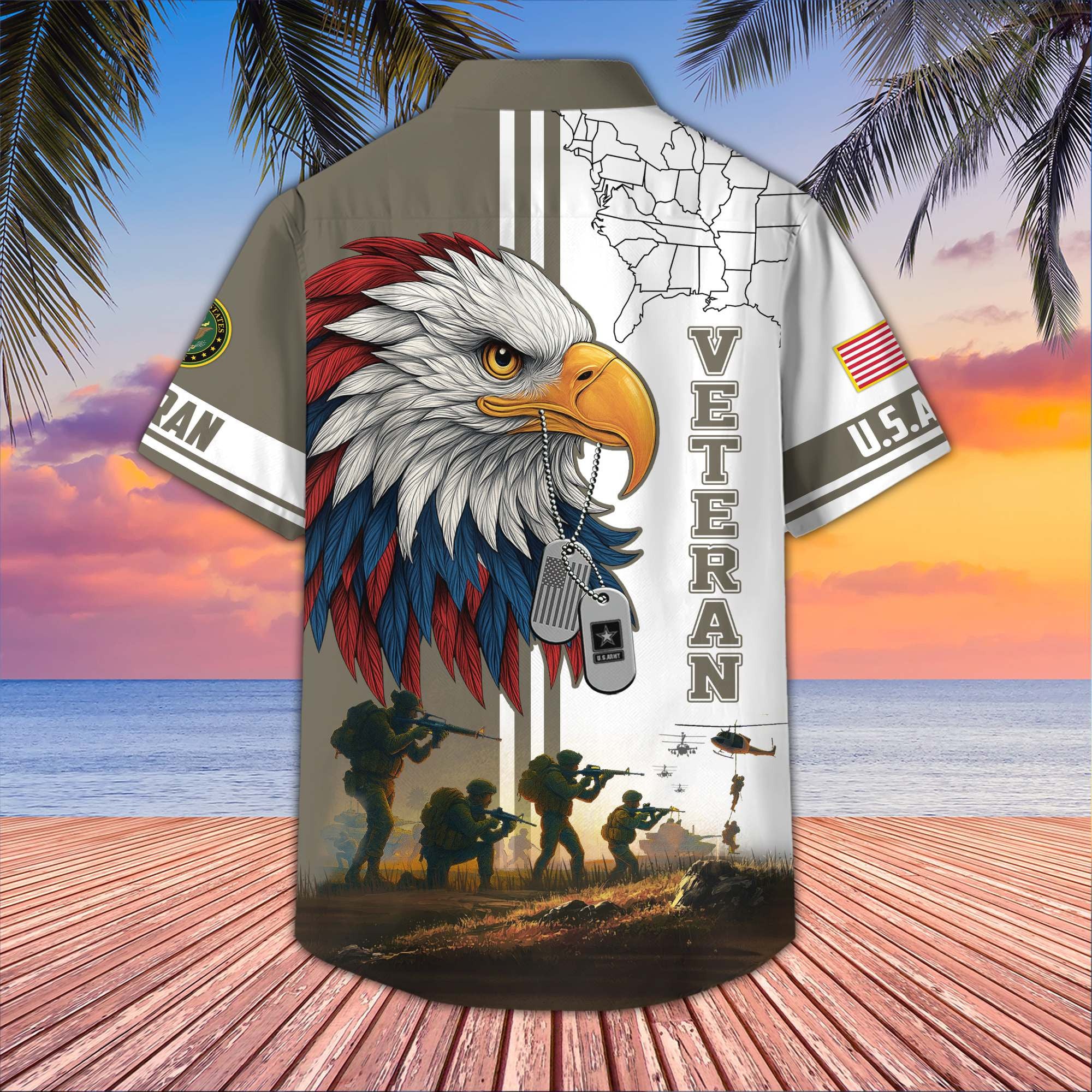 Premium US Veterans Hawaiian Shirt, Gifts For US Veterans, Gifts On Father's Day, Armed Forces Day, Veterans Day.