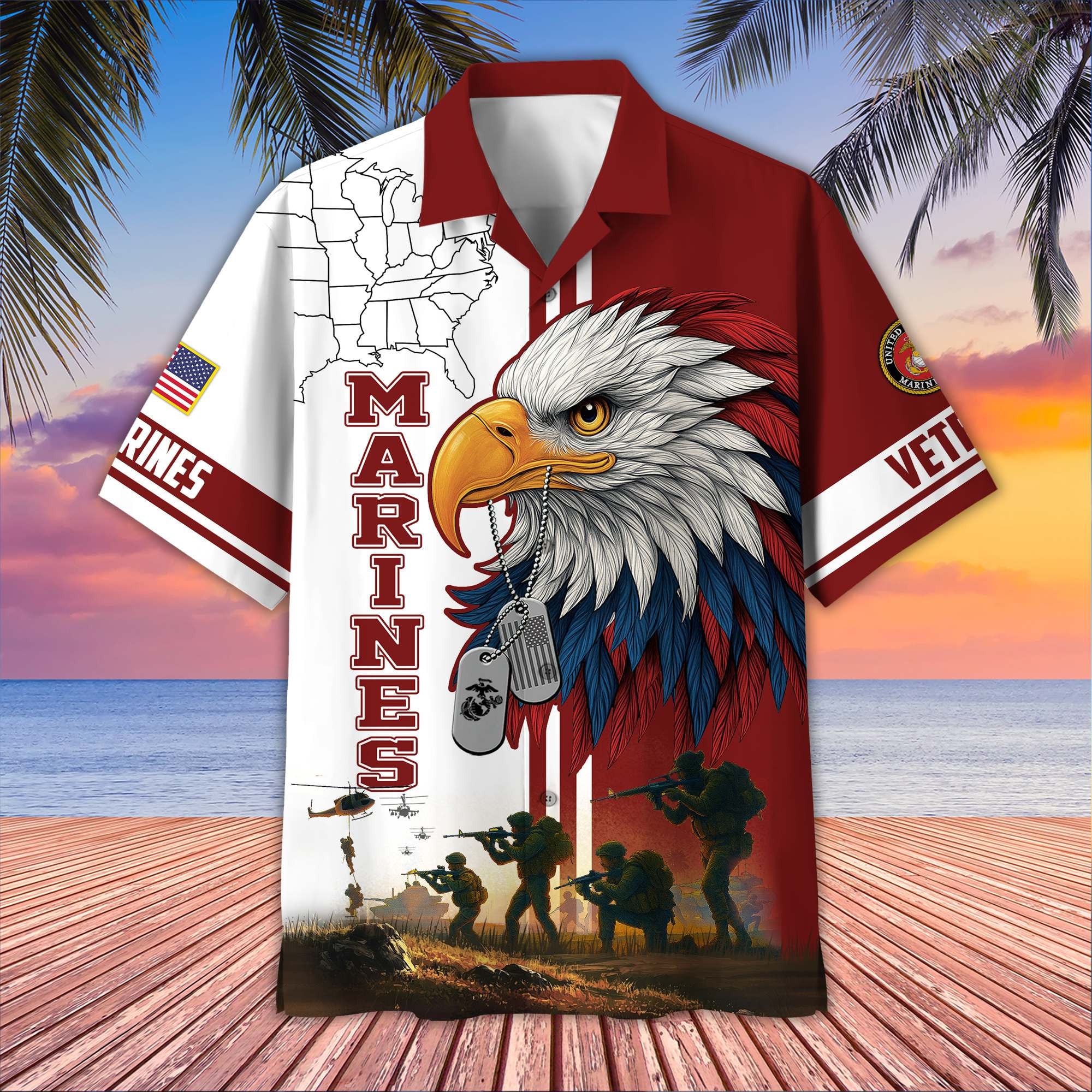 Premium US Veterans Hawaiian Shirt, Gifts For US Veterans, Gifts On Father's Day, Armed Forces Day, Veterans Day.