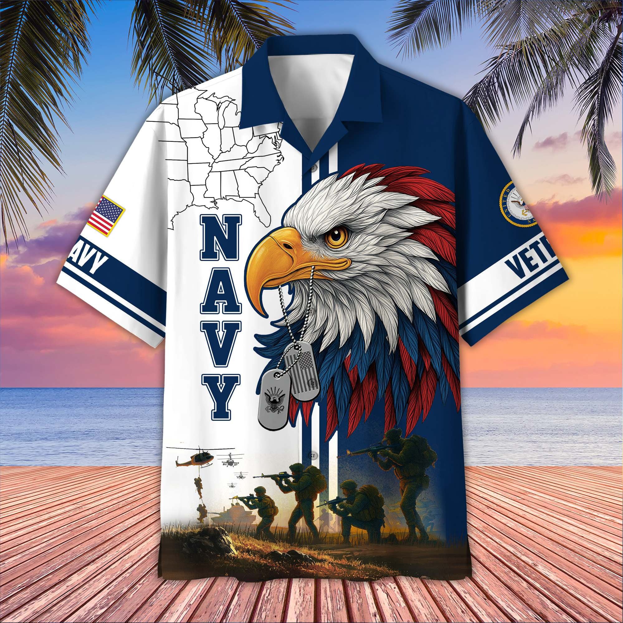 Premium US Veterans Hawaiian Shirt, Gifts For US Veterans, Gifts On Father's Day, Armed Forces Day, Veterans Day.