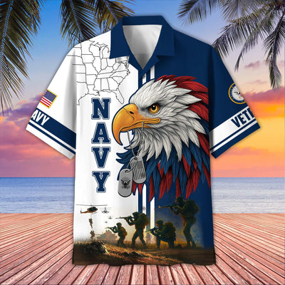 Premium US Veterans Hawaiian Shirt, Gifts For US Veterans, Gifts On Father's Day, Armed Forces Day, Veterans Day.
