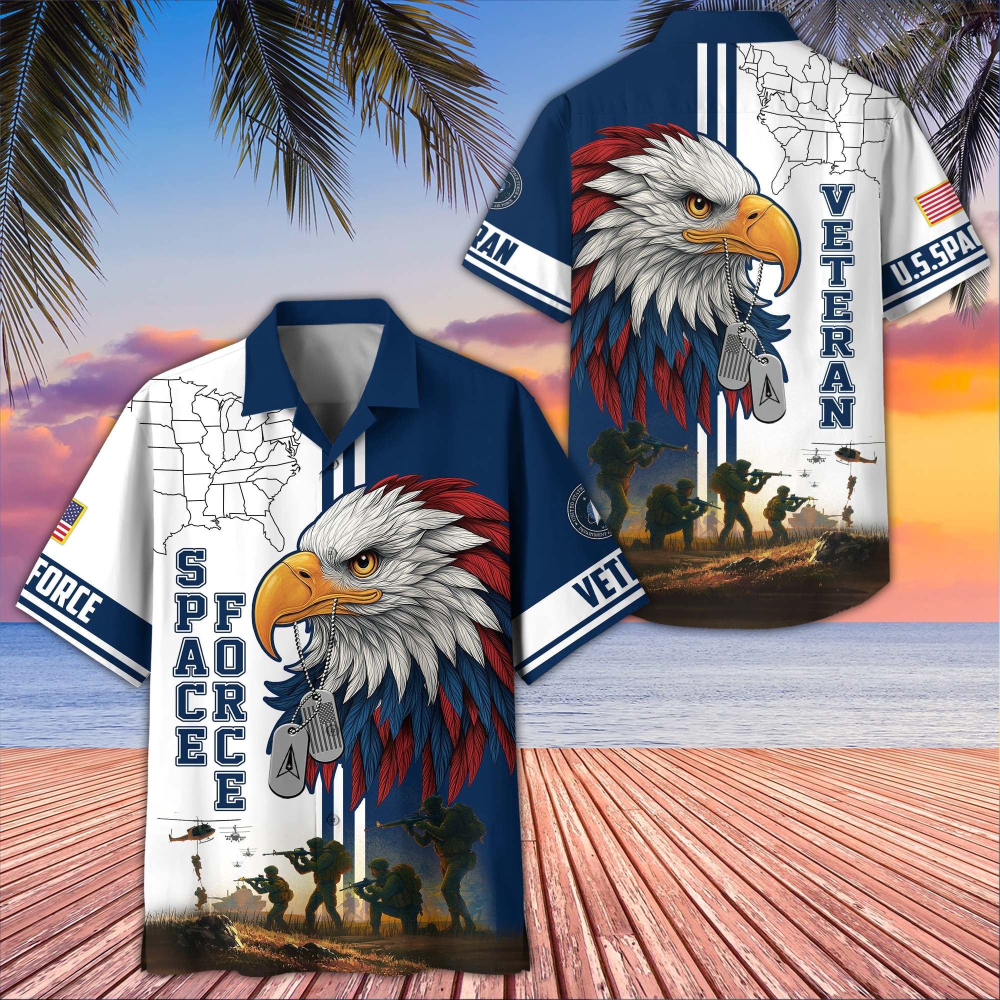 Premium US Veterans Hawaiian Shirt, Gifts For US Veterans, Gifts On Father's Day, Armed Forces Day, Veterans Day.