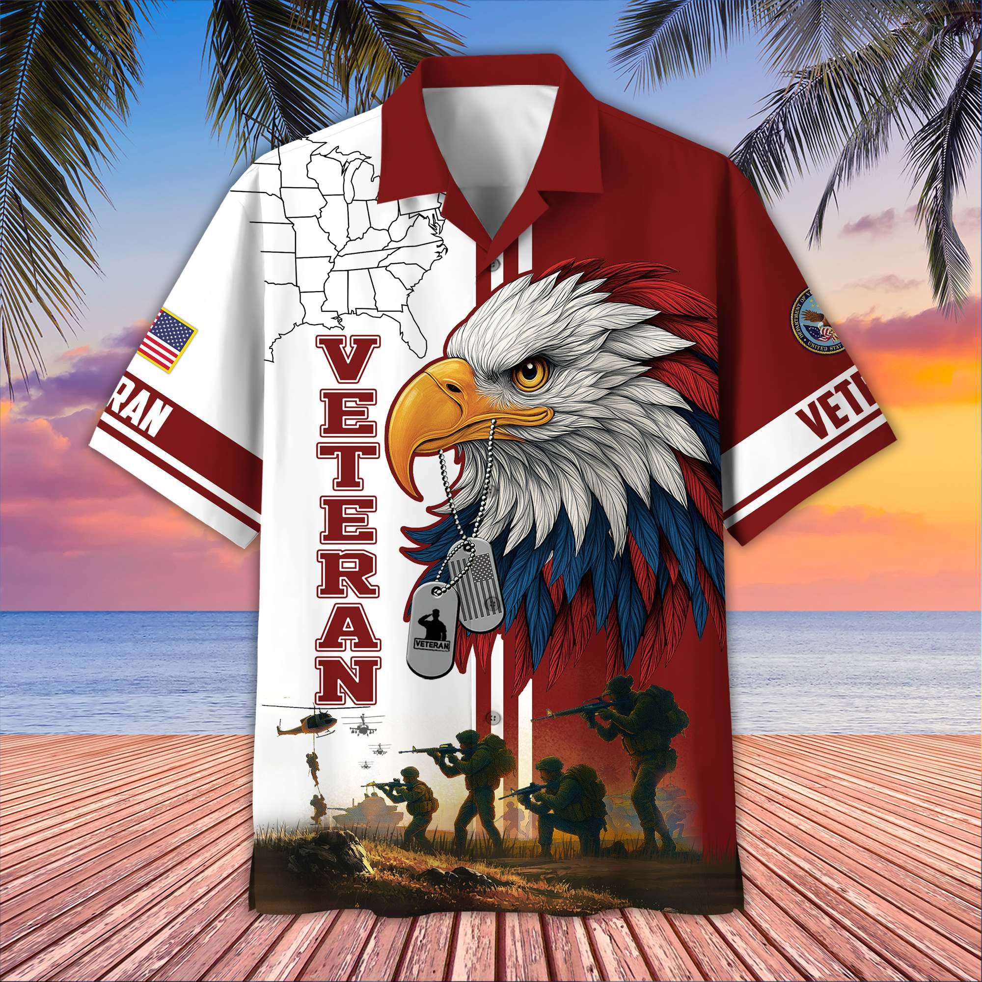 Premium US Veterans Hawaiian Shirt, Gifts For US Veterans, Gifts On Father's Day, Armed Forces Day, Veterans Day.