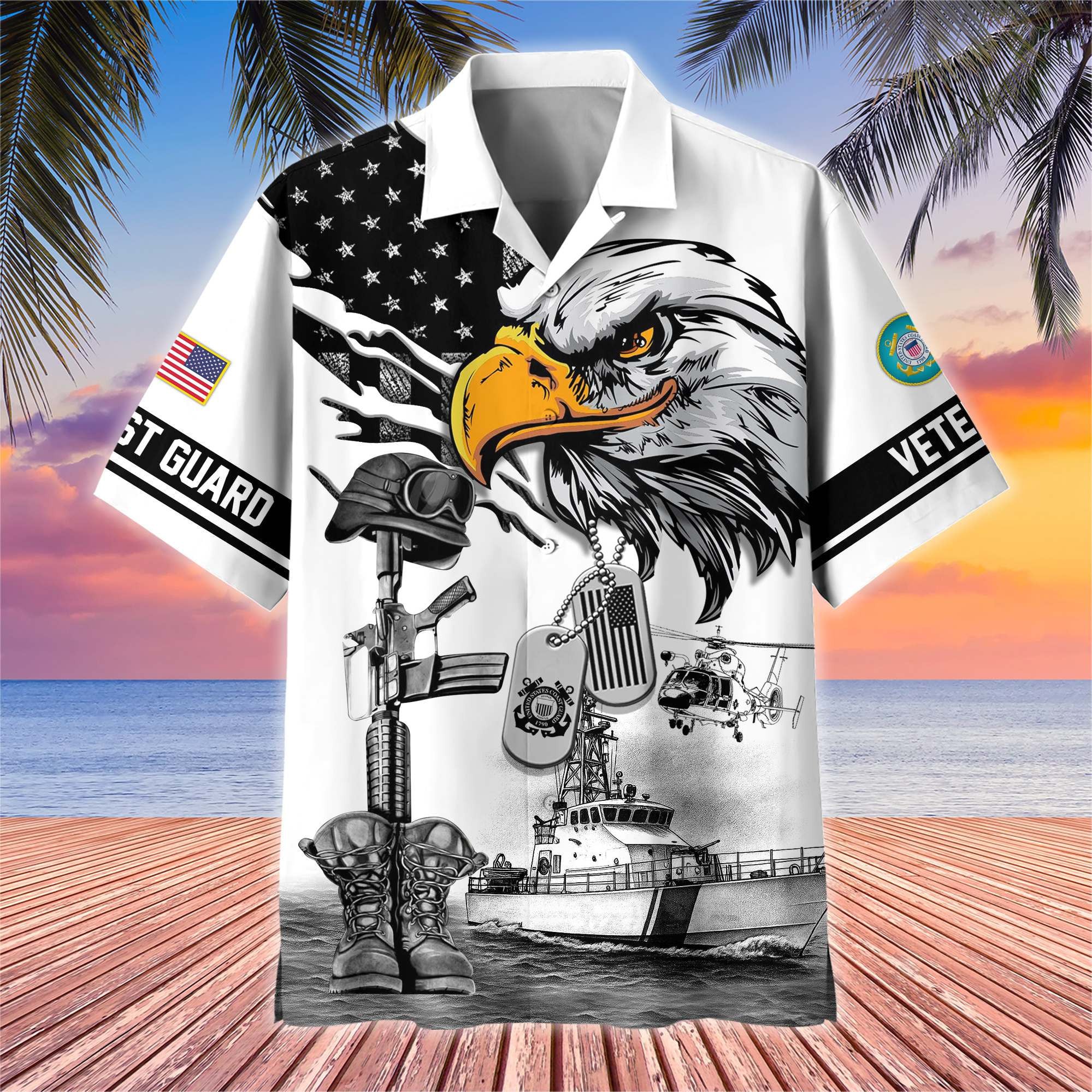 Premium US Veterans Hawaiian Shirt, Gifts For US Veterans, Gifts On Armed Forces Day, Independence Day, Veterans Day.