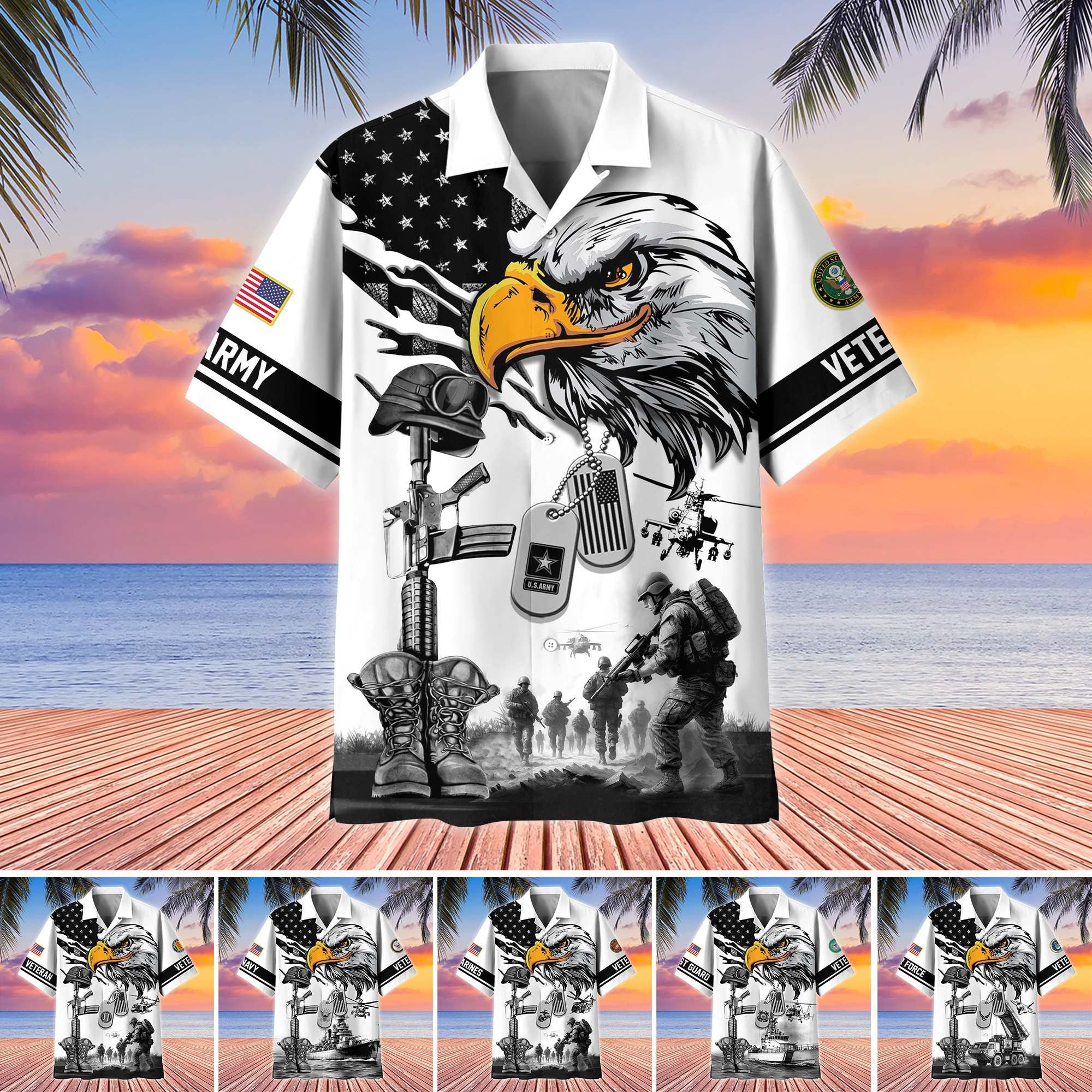 Premium US Veterans Hawaiian Shirt, Gifts For US Veterans, Gifts On Armed Forces Day, Independence Day, Veterans Day.