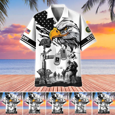 Premium US Veterans Hawaiian Shirt, Gifts For US Veterans, Gifts On Armed Forces Day, Independence Day, Veterans Day.