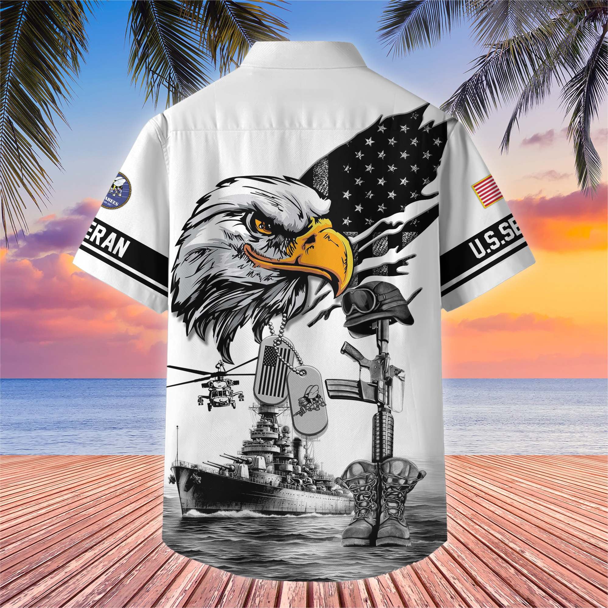Premium US Veterans Hawaiian Shirt, Gifts For US Veterans, Gifts On Armed Forces Day, Independence Day, Veterans Day.