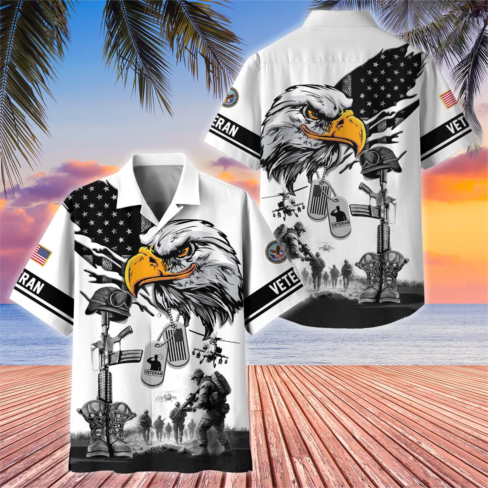 Premium US Veterans Hawaiian Shirt, Gifts For US Veterans, Gifts On Armed Forces Day, Independence Day, Veterans Day.