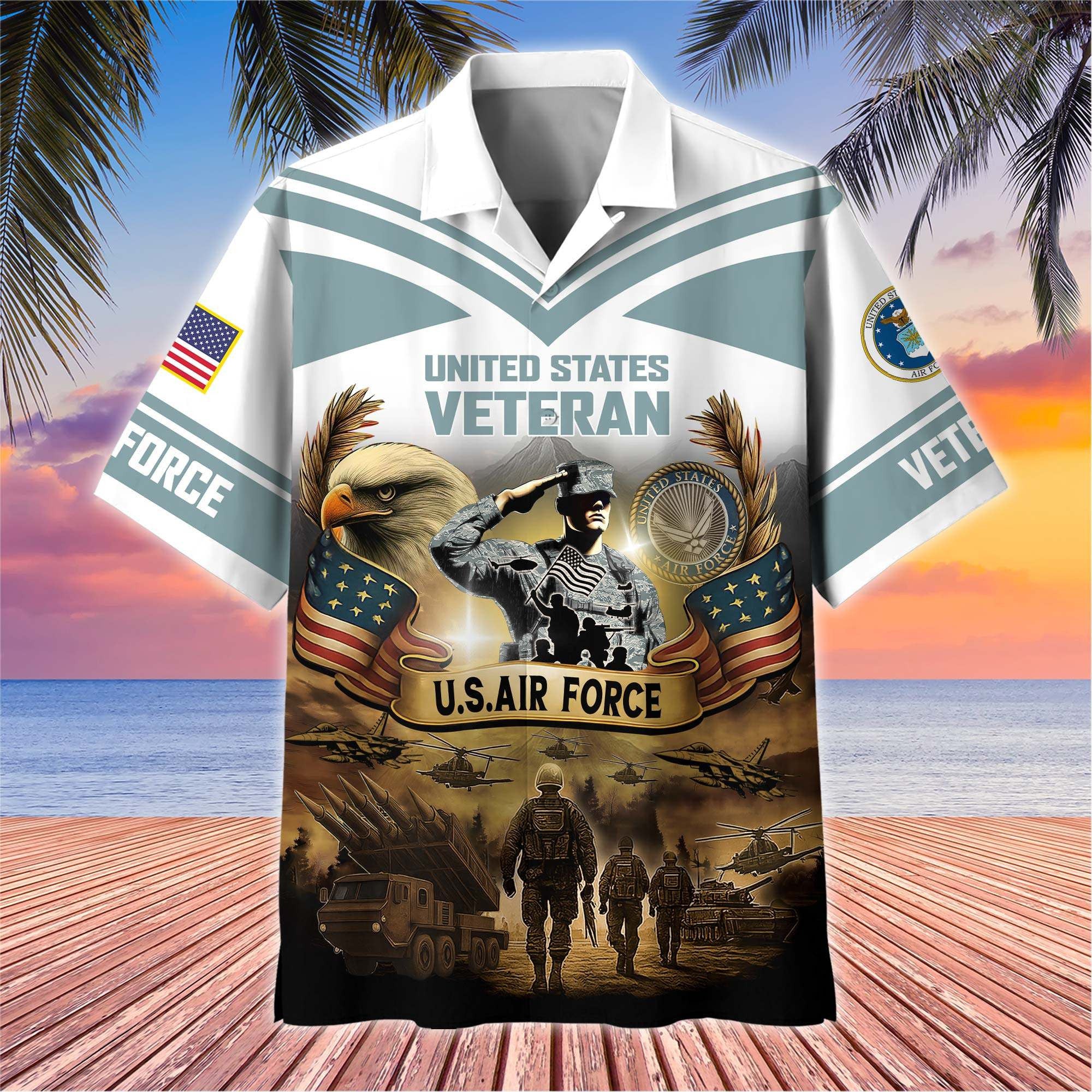 Premium US Veterans Hawaiian Shirt, Gifts For US Veterans, Gifts On Independence Day, Veterans Day.