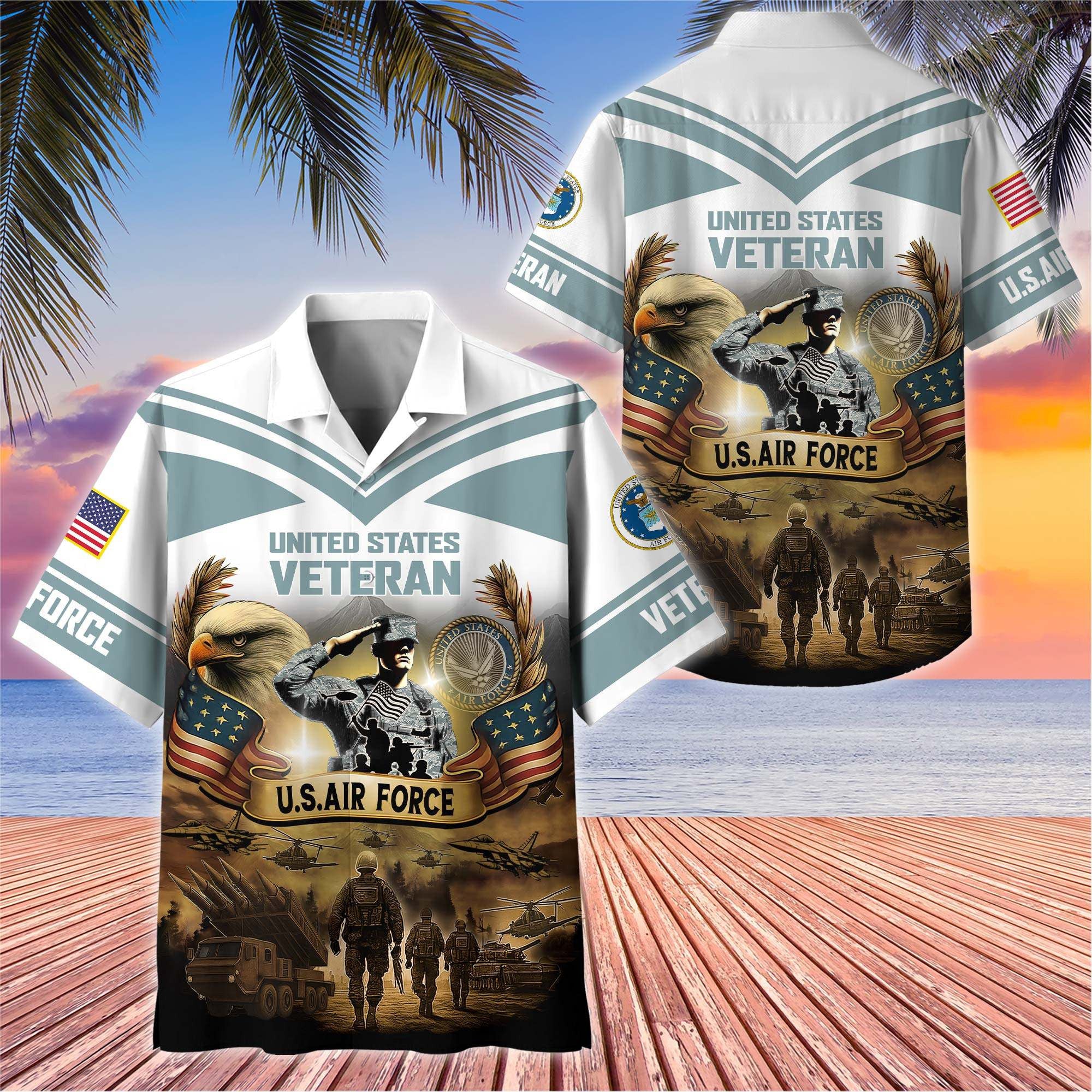 Premium US Veterans Hawaiian Shirt, Gifts For US Veterans, Gifts On Independence Day, Veterans Day.