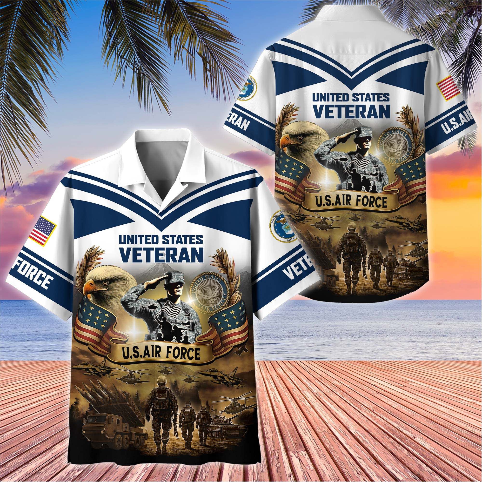 Premium US Veterans Hawaiian Shirt, Gifts For US Veterans, Gifts On Independence Day, Veterans Day.