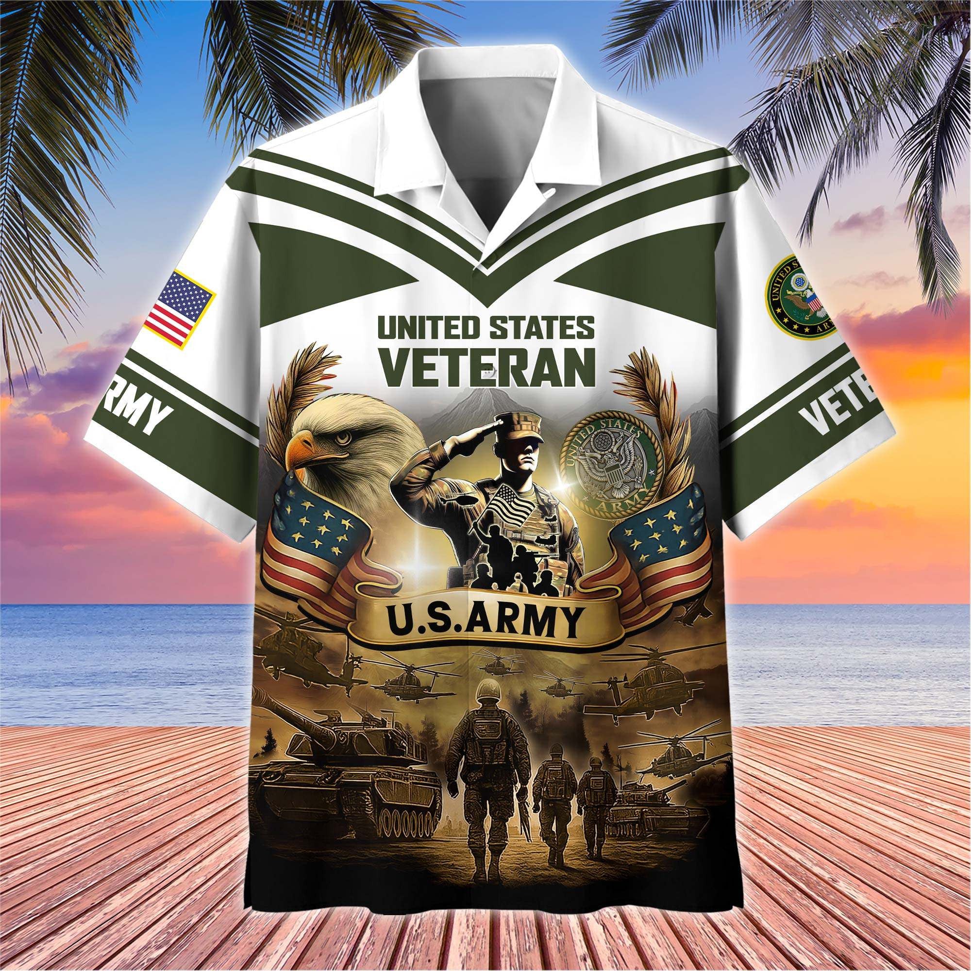 Premium US Veterans Hawaiian Shirt, Gifts For US Veterans, Gifts On Independence Day, Veterans Day.