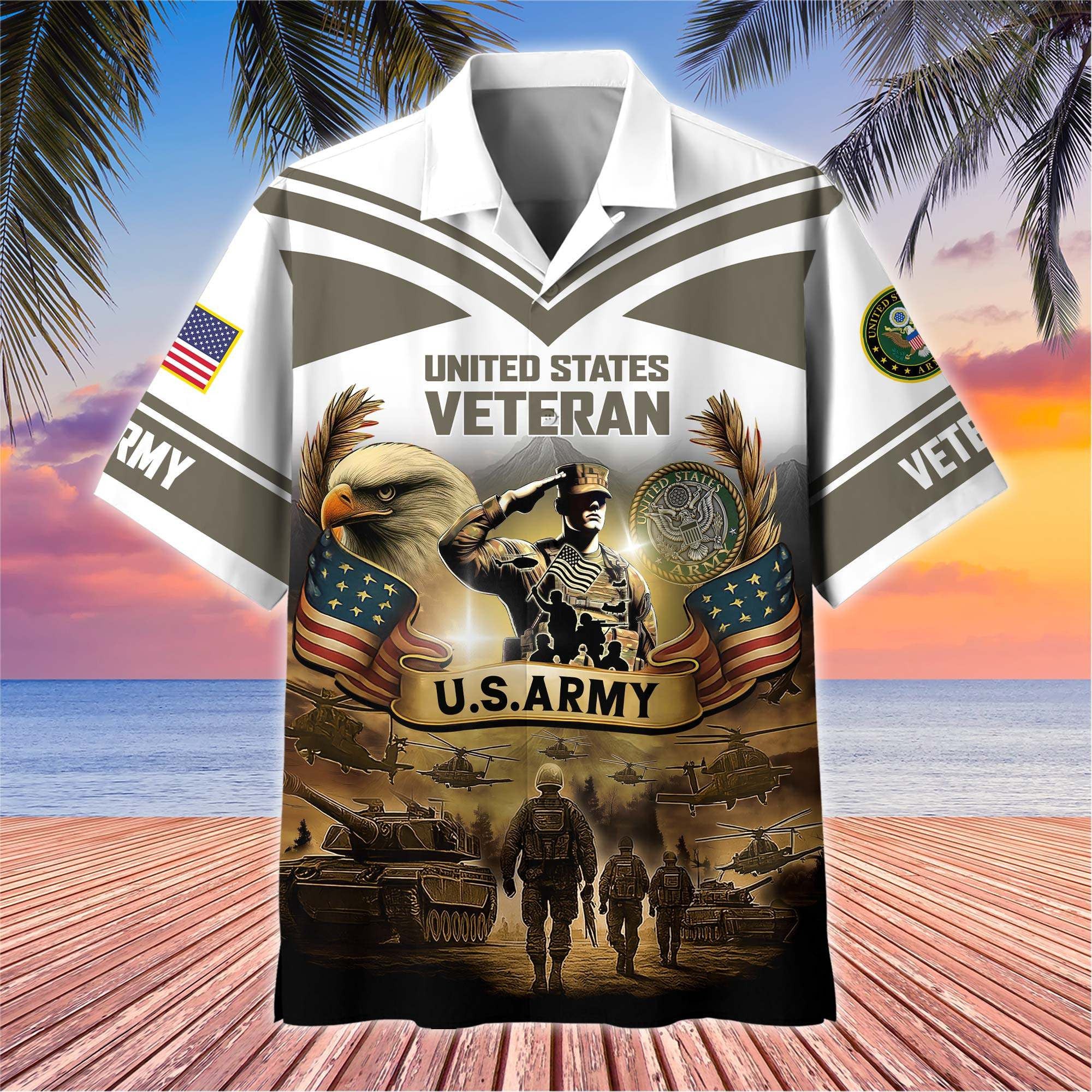 Premium US Veterans Hawaiian Shirt, Gifts For US Veterans, Gifts On Independence Day, Veterans Day.