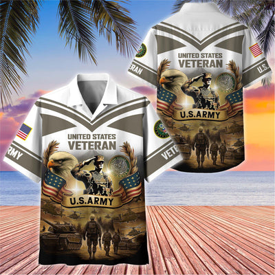 Premium US Veterans Hawaiian Shirt, Gifts For US Veterans, Gifts On Independence Day, Veterans Day.