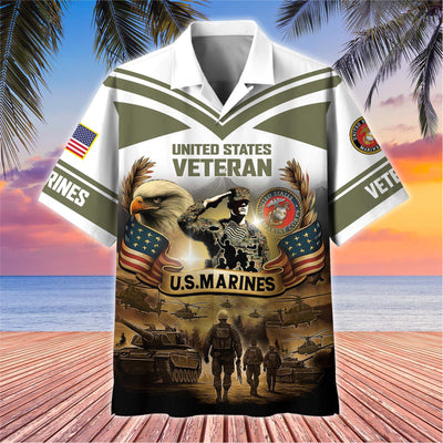 Premium US Veterans Hawaiian Shirt, Gifts For US Veterans, Gifts On Independence Day, Veterans Day.