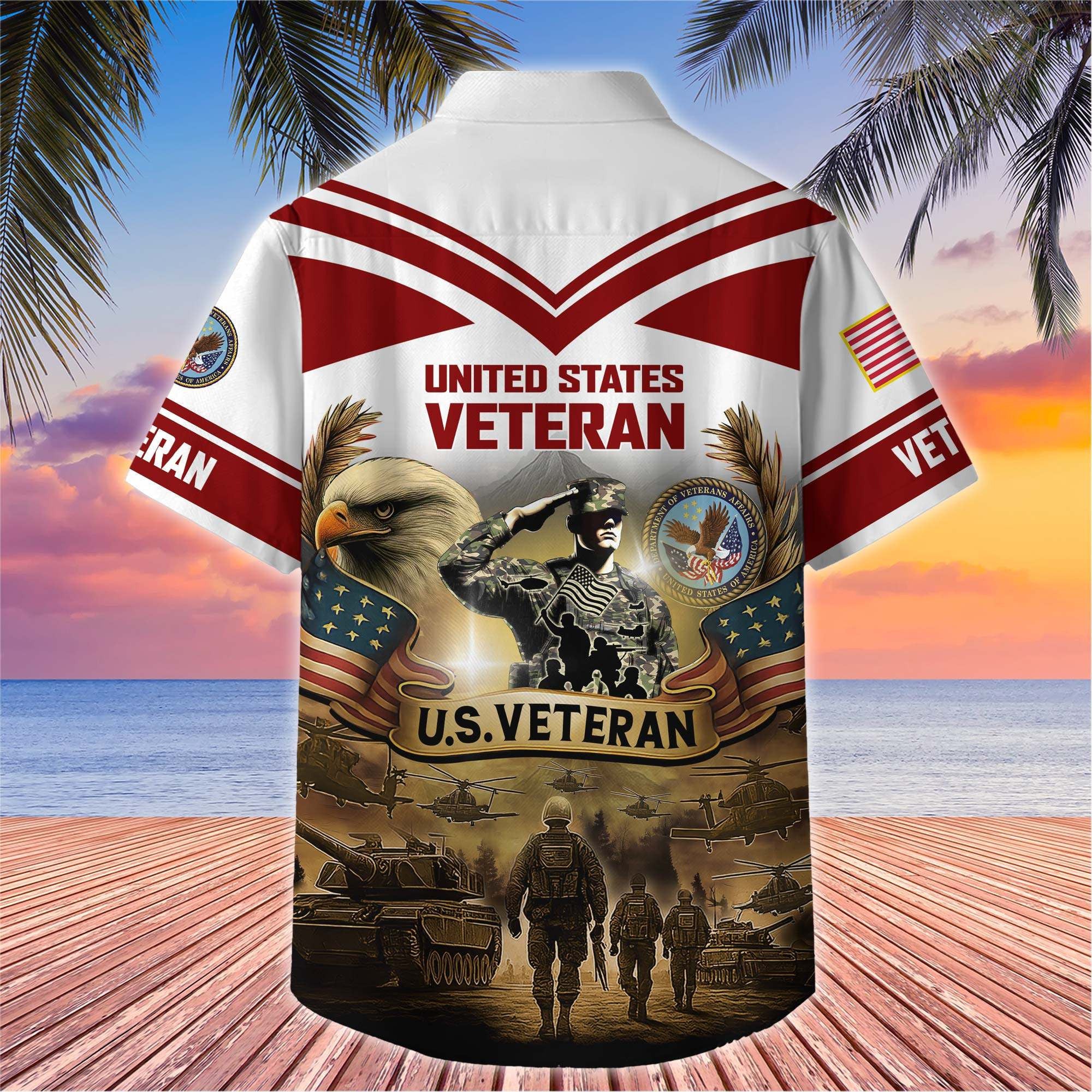 Premium US Veterans Hawaiian Shirt, Gifts For US Veterans, Gifts On Independence Day, Veterans Day.