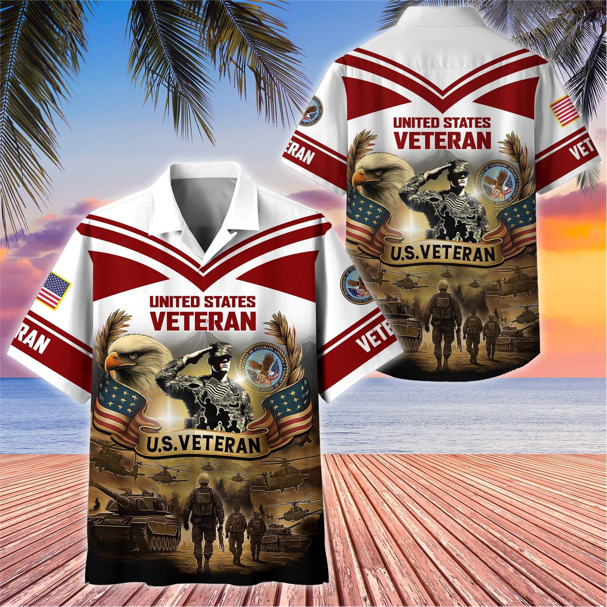 Premium US Veterans Hawaiian Shirt, Gifts For US Veterans, Gifts On Independence Day, Veterans Day.