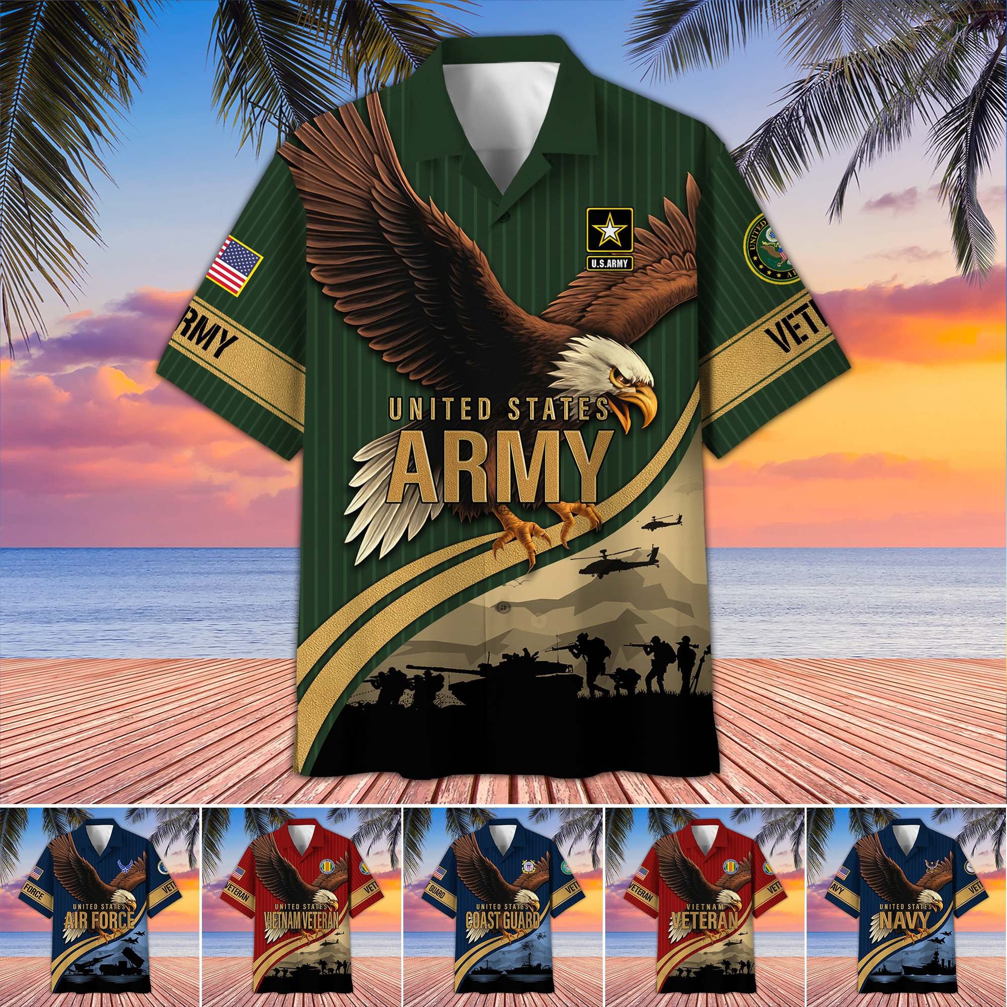 Premium US Veterans Hawaiian Shirt, Gifts For US Veterans, Gifts On Independence Day, Veterans Day.