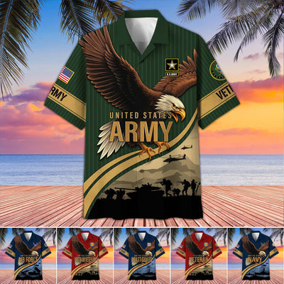 Premium US Veterans Hawaiian Shirt, Gifts For US Veterans, Gifts On Independence Day, Veterans Day.