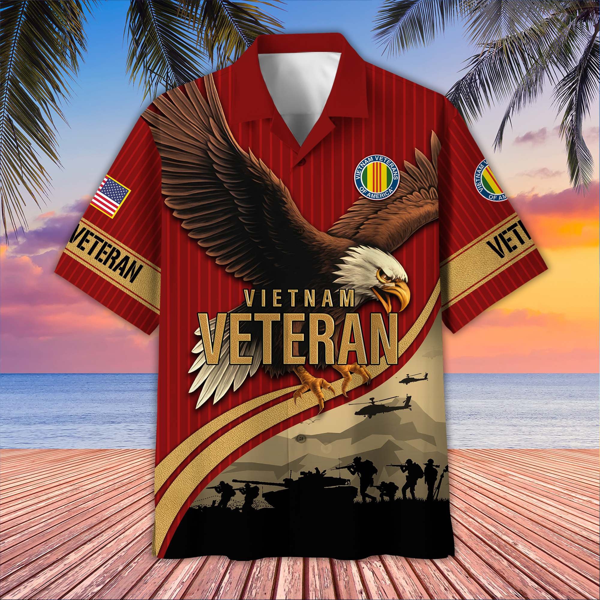 Premium US Veterans Hawaiian Shirt, Gifts For US Veterans, Gifts On Independence Day, Veterans Day.