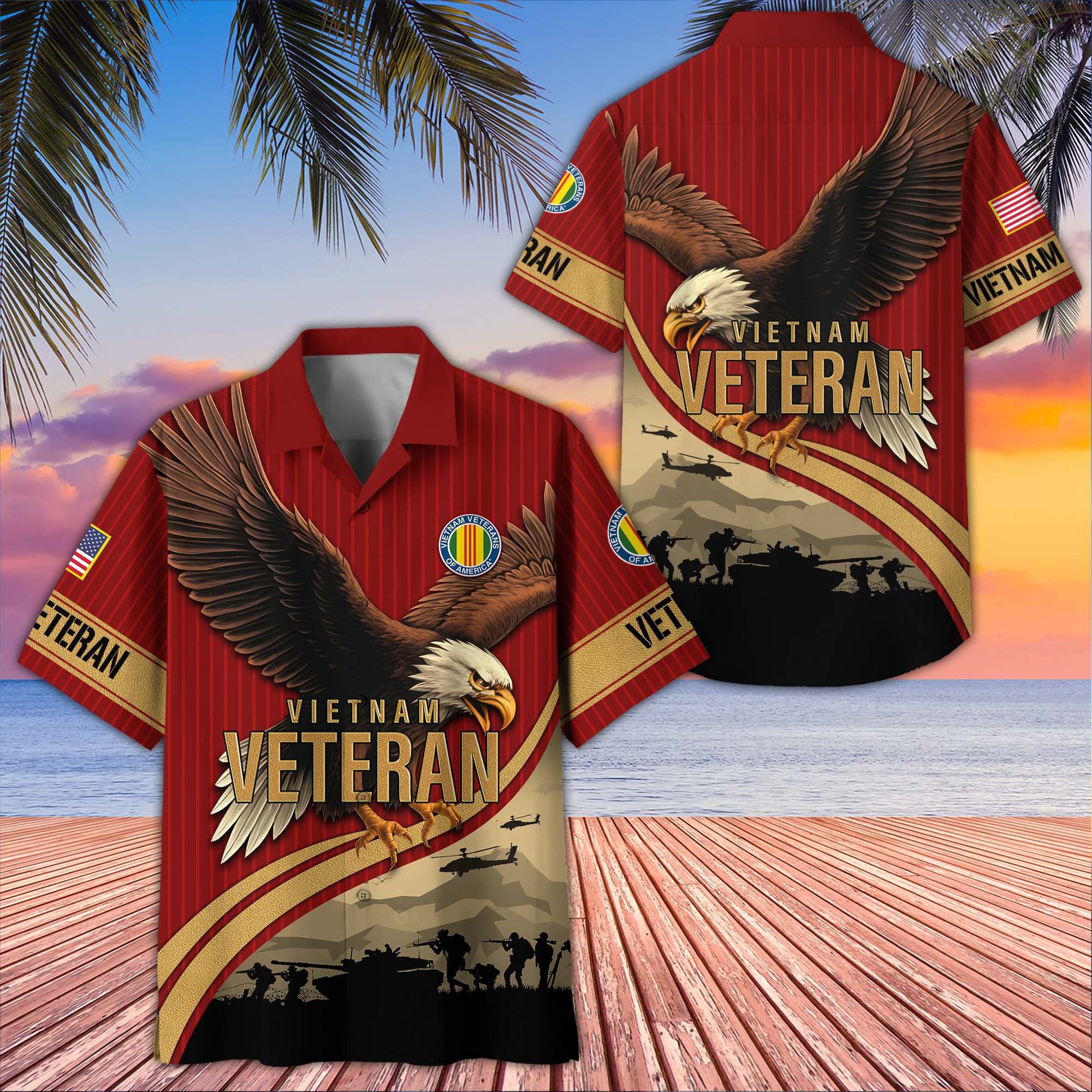 Premium US Veterans Hawaiian Shirt, Gifts For US Veterans, Gifts On Independence Day, Veterans Day.