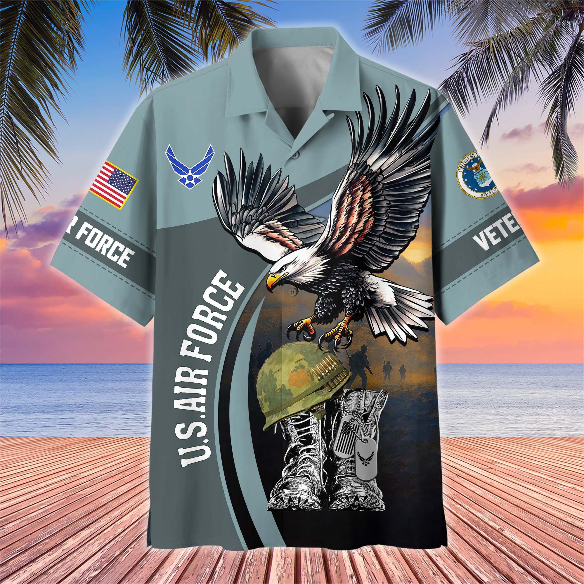 Premium US Veterans Hawaiian Shirt, Gifts For US Veterans, Gifts On Independence Day, Veterans Day.