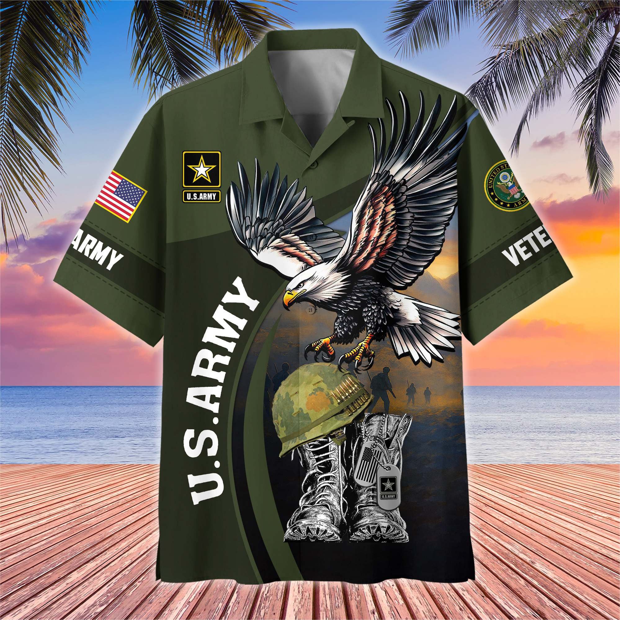 Premium US Veterans Hawaiian Shirt, Gifts For US Veterans, Gifts On Independence Day, Veterans Day.