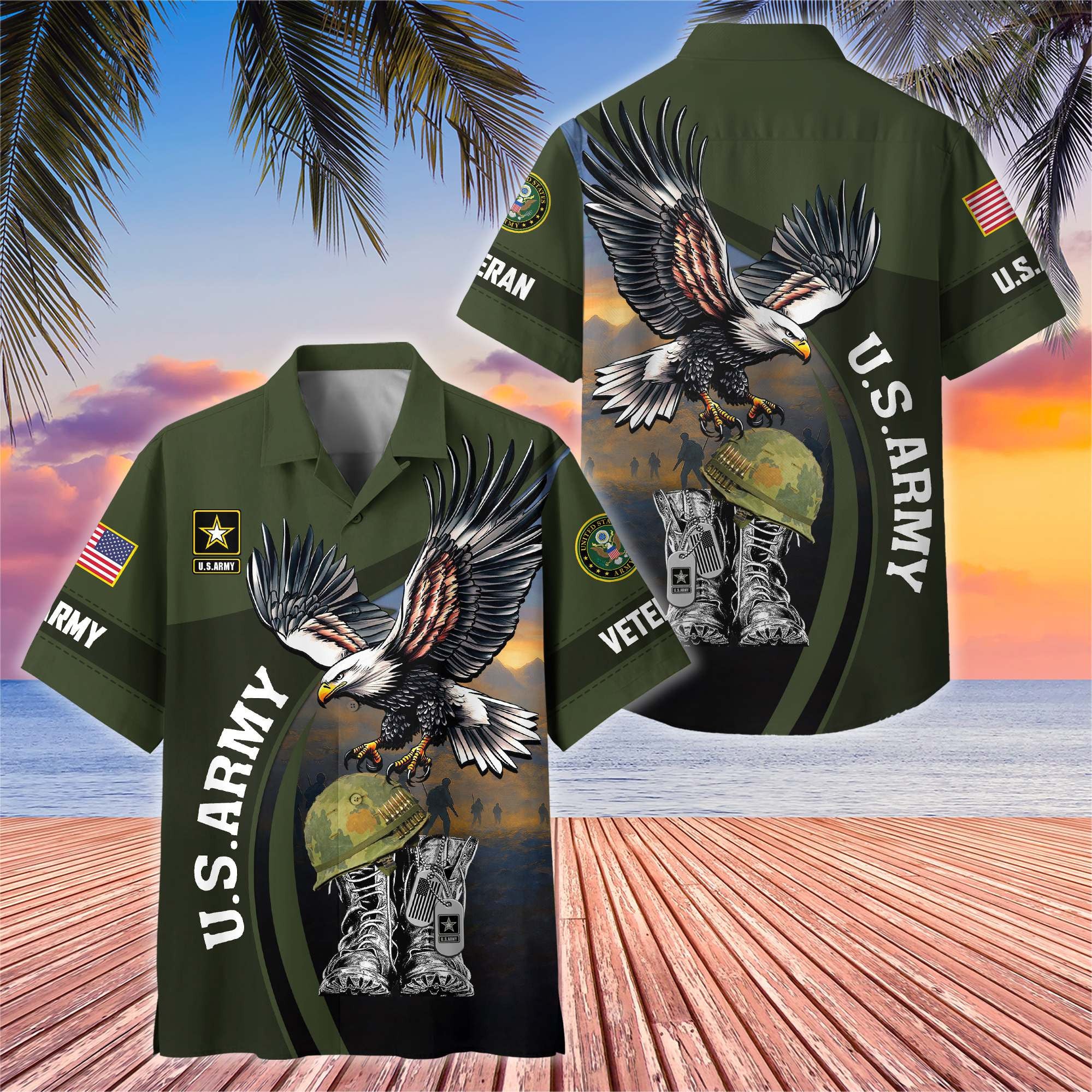 Premium US Veterans Hawaiian Shirt, Gifts For US Veterans, Gifts On Independence Day, Veterans Day.