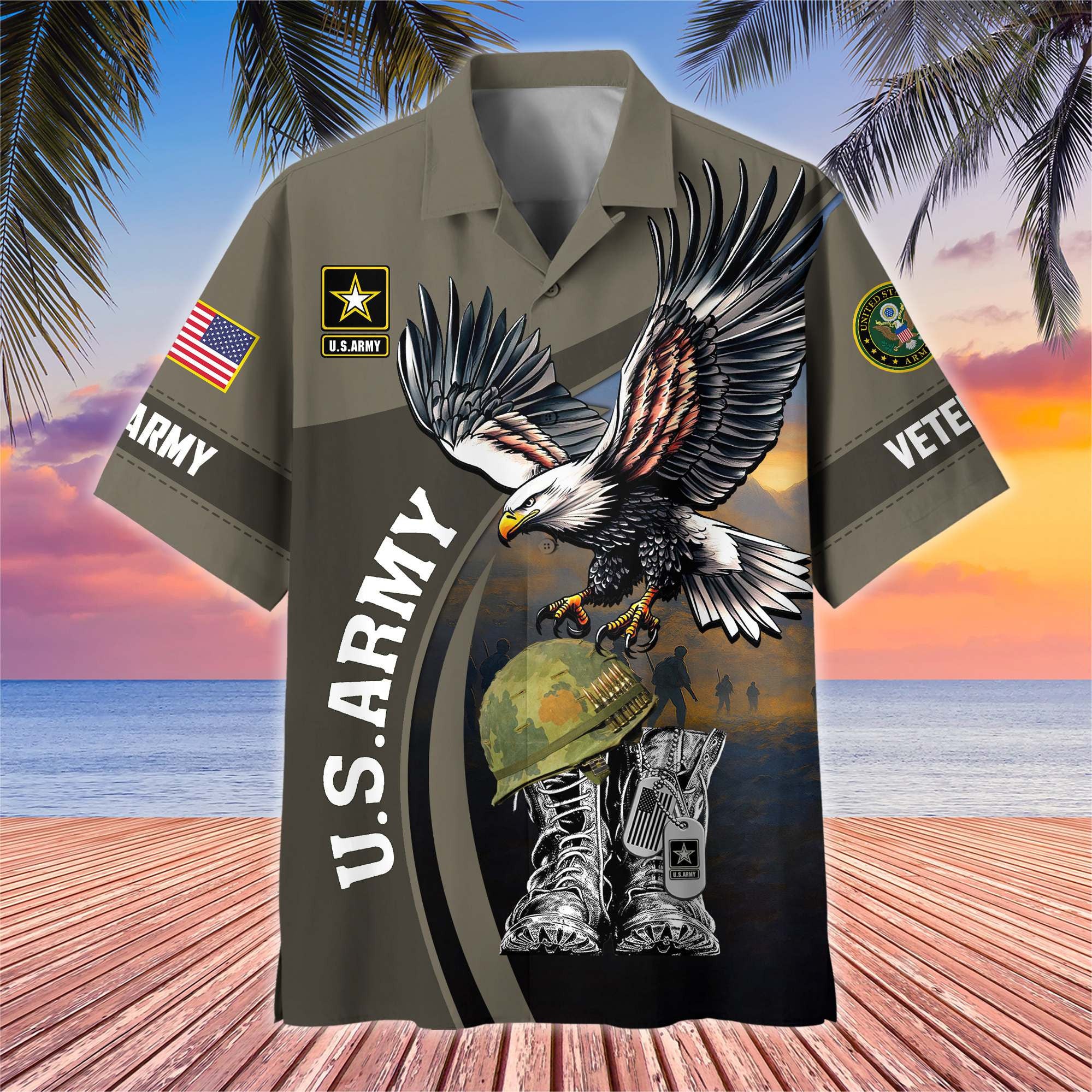 Premium US Veterans Hawaiian Shirt, Gifts For US Veterans, Gifts On Independence Day, Veterans Day.