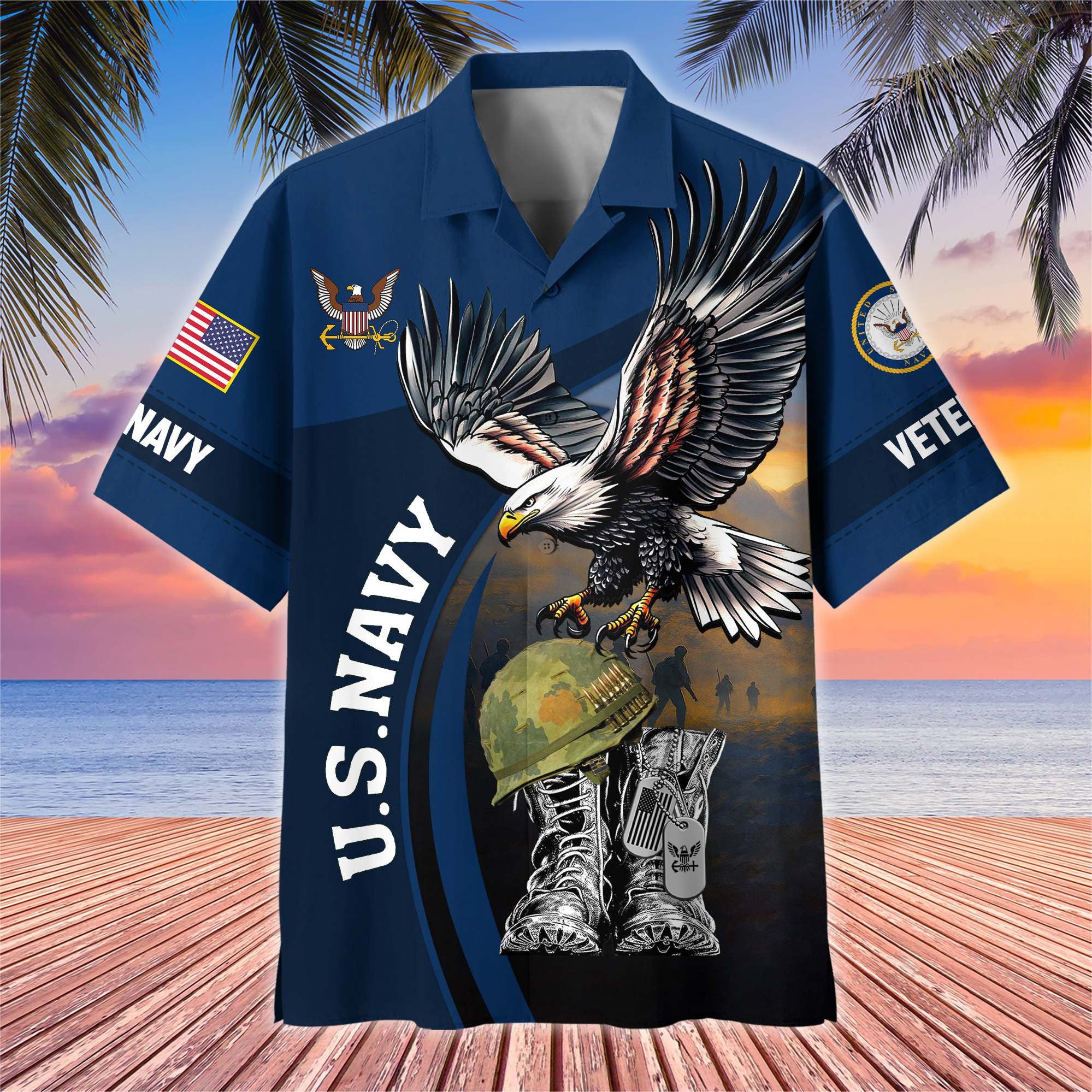 Premium US Veterans Hawaiian Shirt, Gifts For US Veterans, Gifts On Independence Day, Veterans Day.