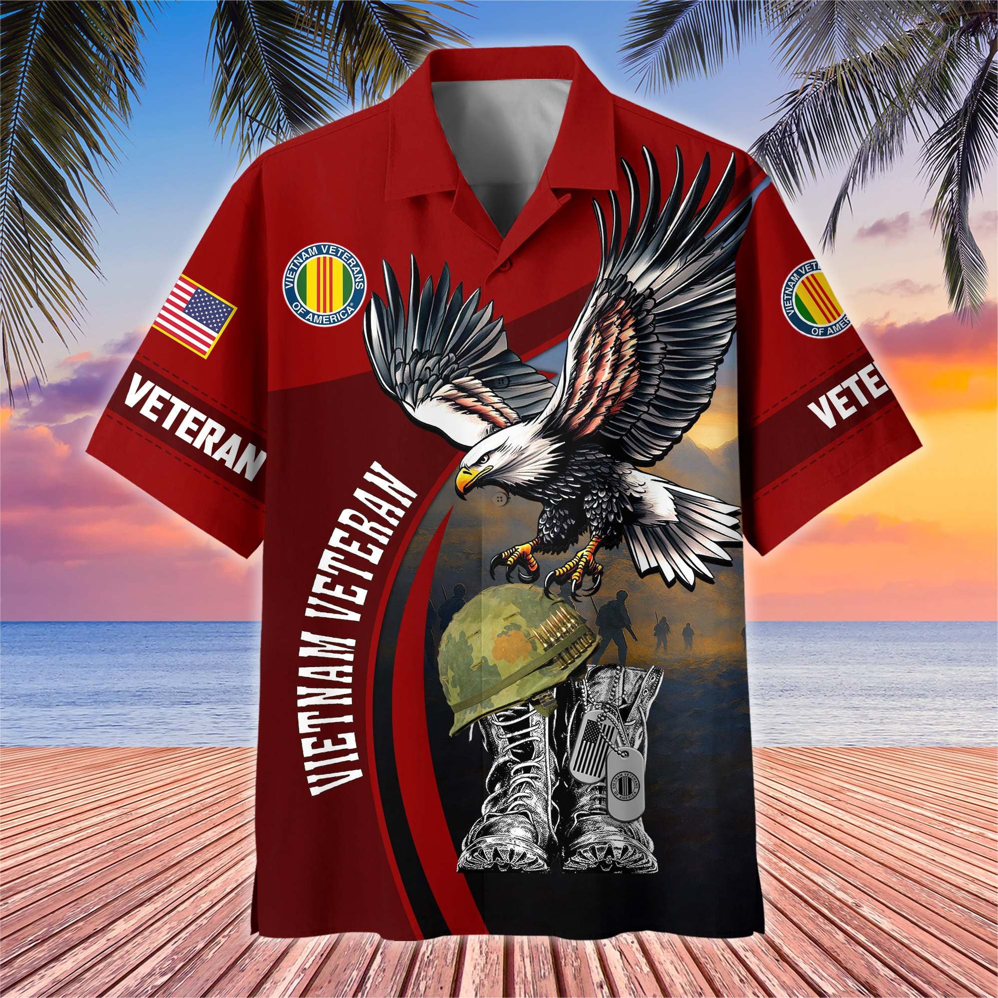 Premium US Veterans Hawaiian Shirt, Gifts For US Veterans, Gifts On Independence Day, Veterans Day.